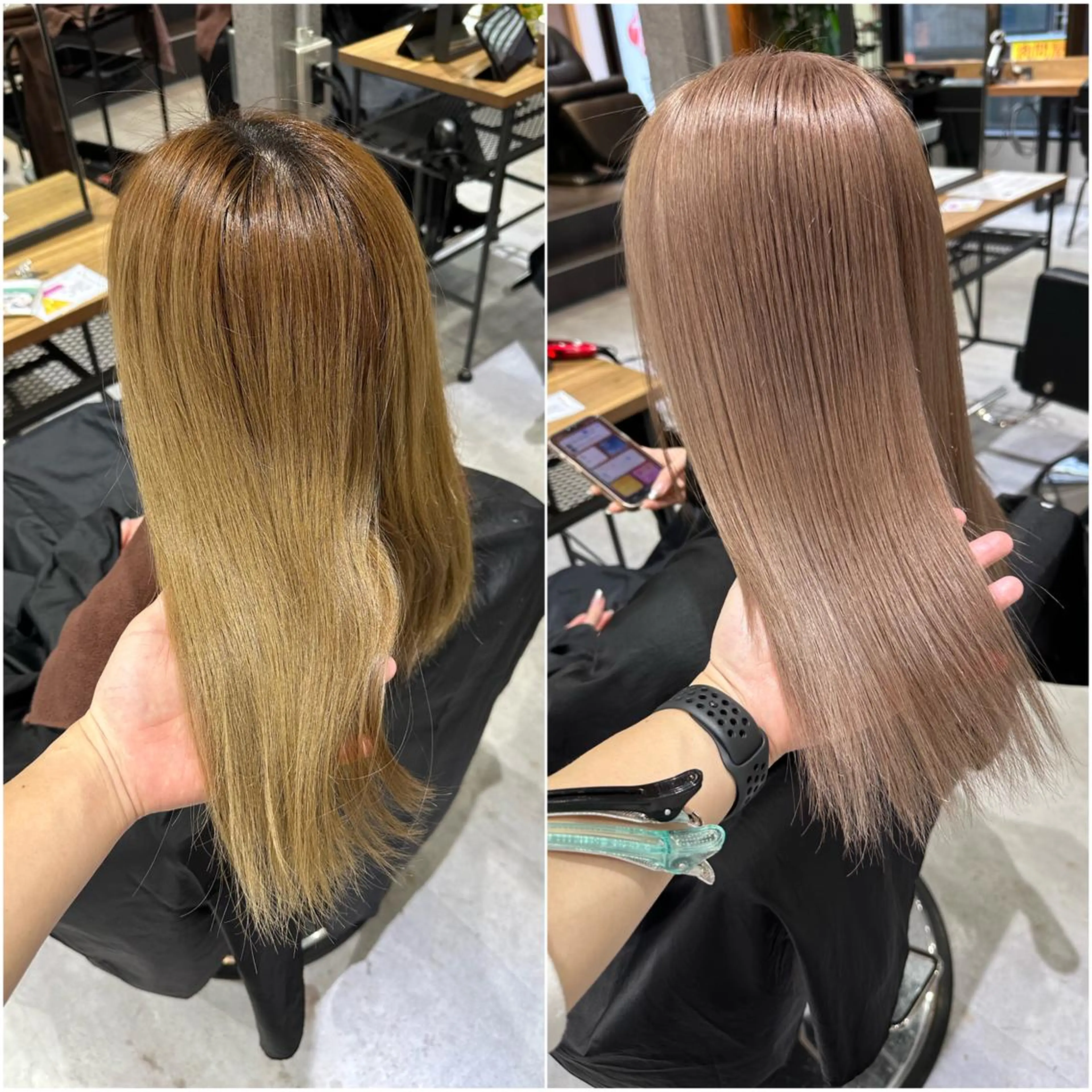 セミロング カラー ベージュカラー ダブルカラー ハイトーンカラー KEISUKE🐶 カラー✨エクステのヘアスタイル