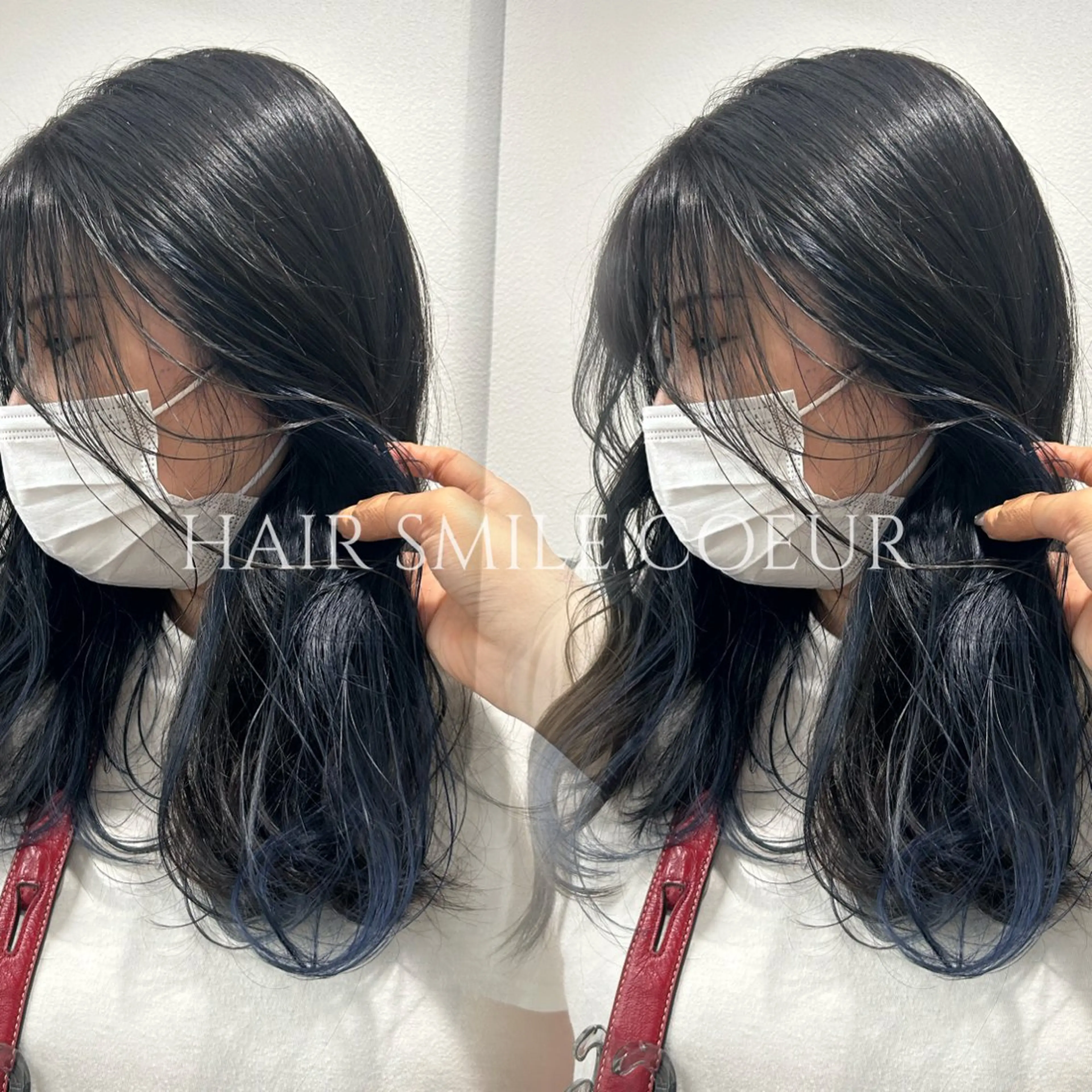 ミディアム カラー アッシュ アッシュグレー ネイビーカラー COEUR🧡 山下　優花のヘアスタイル