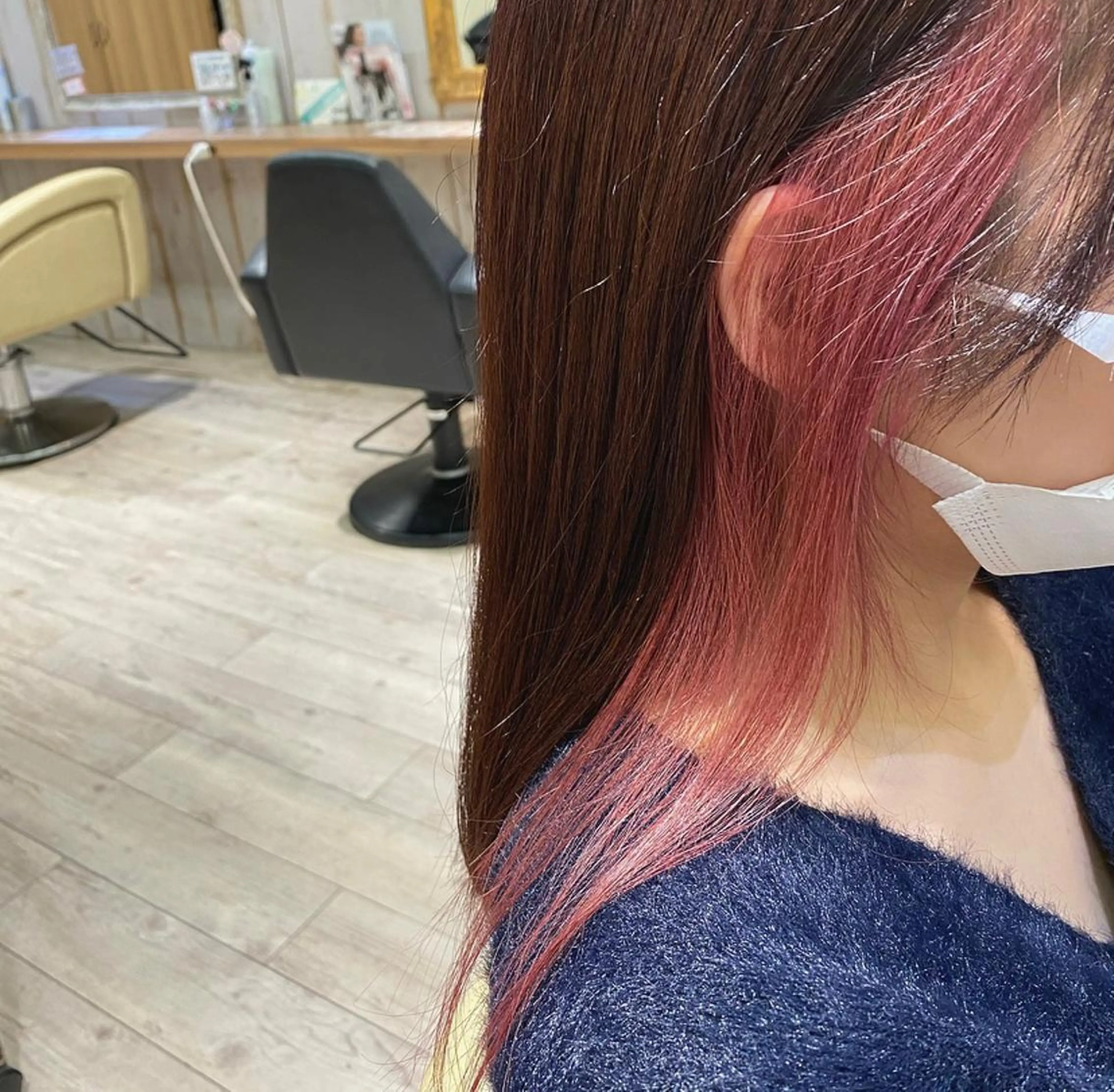 カラー ブラウンカラー イヤリングカラー ピンクカラー 後藤 瀬奈のヘアスタイル