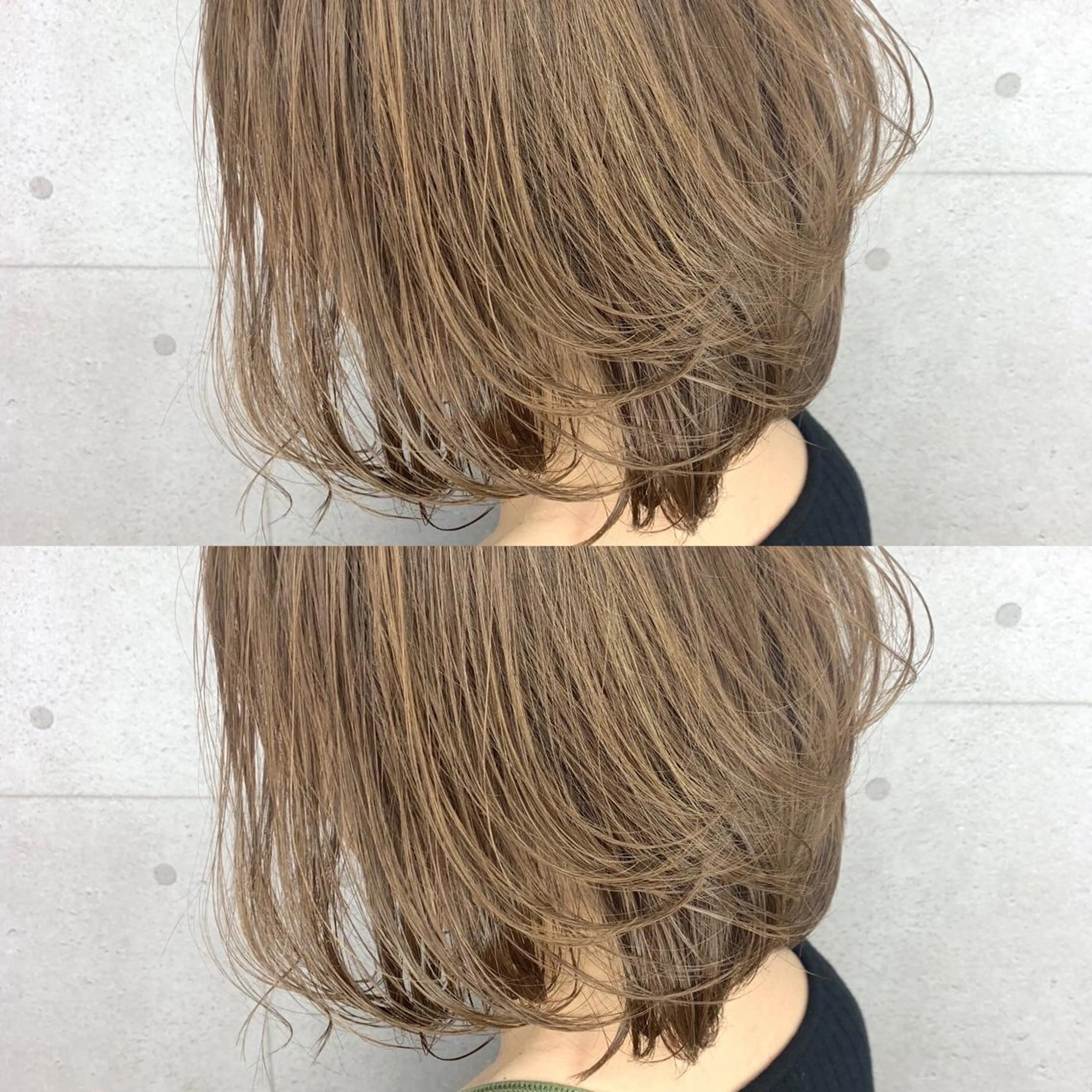 ミディアム カラー 韓国レイヤーカット/ ダブルカラーのヘアスタイル