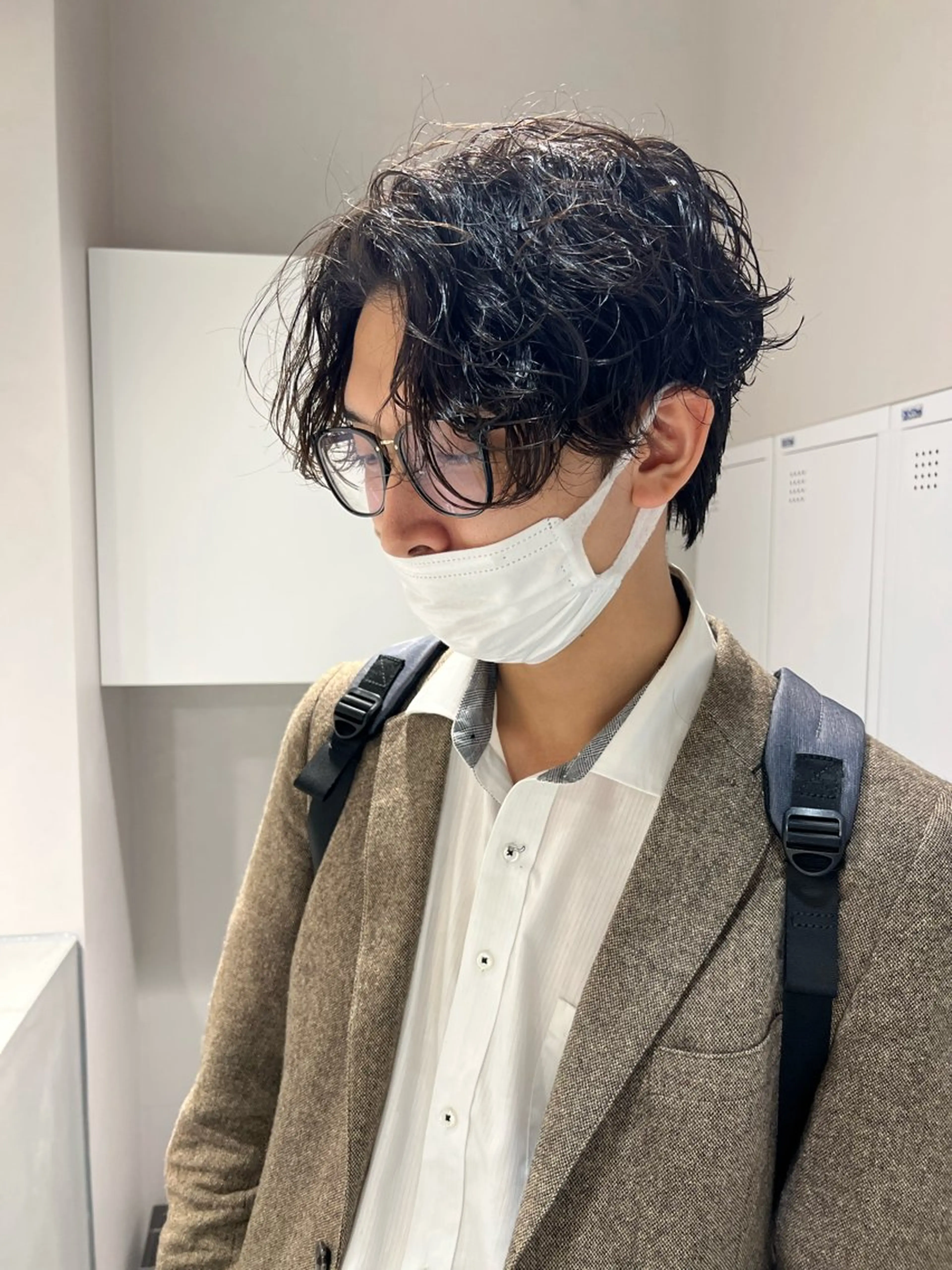 ショート パーマ メンズ センターパート メンズパーマ ニュアンスパーマ 樋野 亮のヘアスタイル