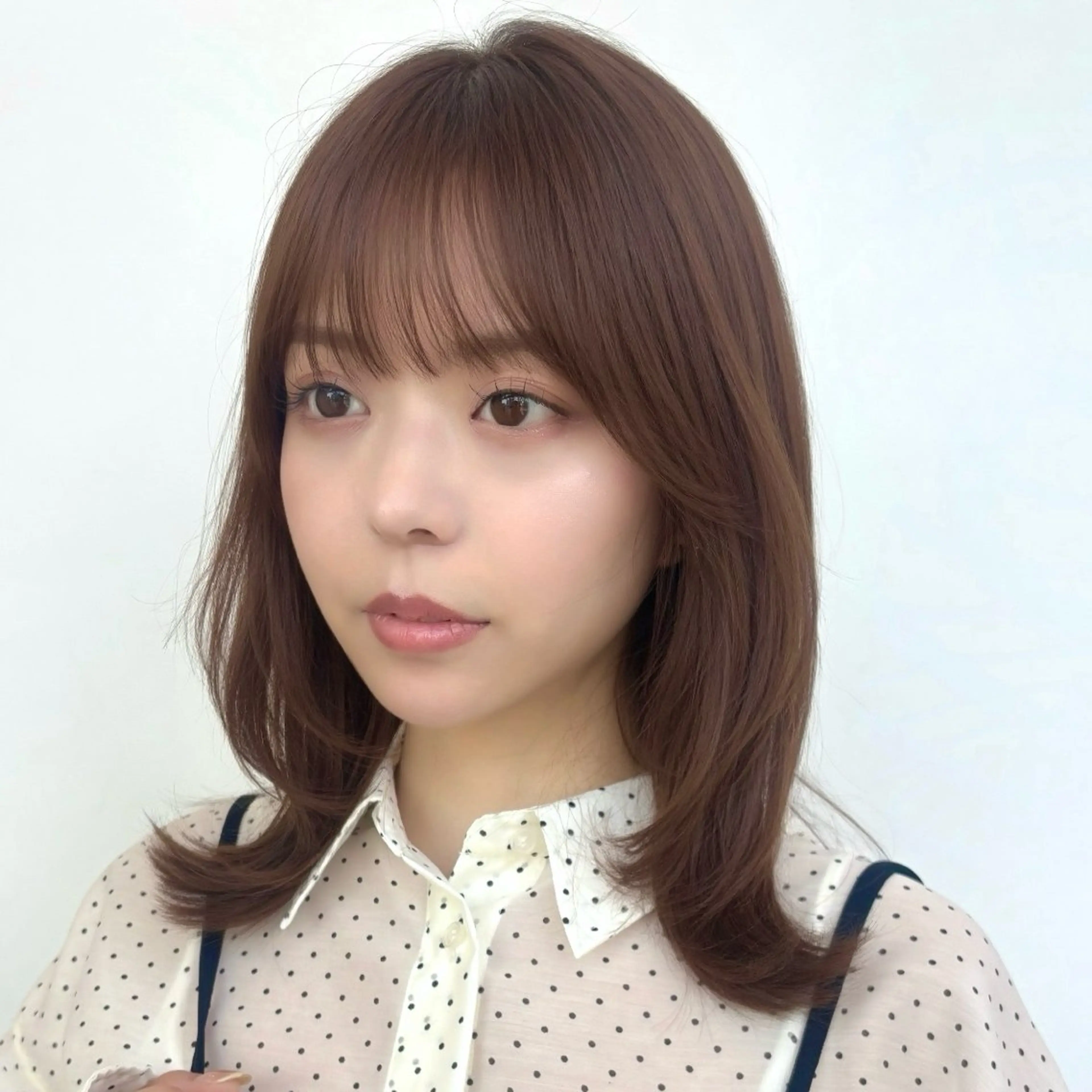 ミディアム カラー ブラウンカラー くびれヘア レイヤーカット カット ヘアカラー トリートメント 顔まわり🥨レイヤー /透明感/水口舞奈のヘアスタイル