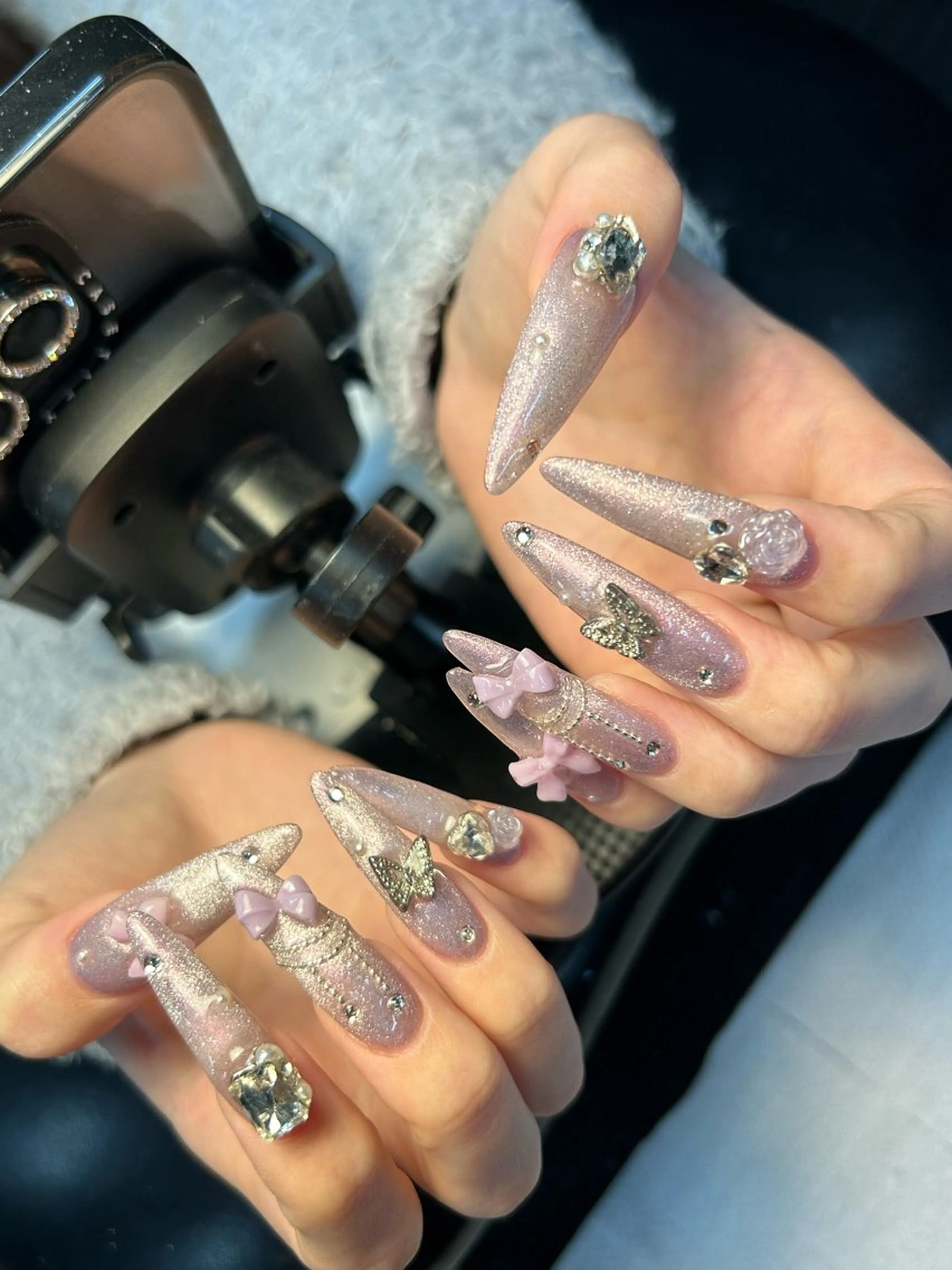 ネイル 韓国ネイル 持ち込み ニュアンスネイル ネイルチップ 冬ネイル RINN ANA.CHUOのネイルデザイン