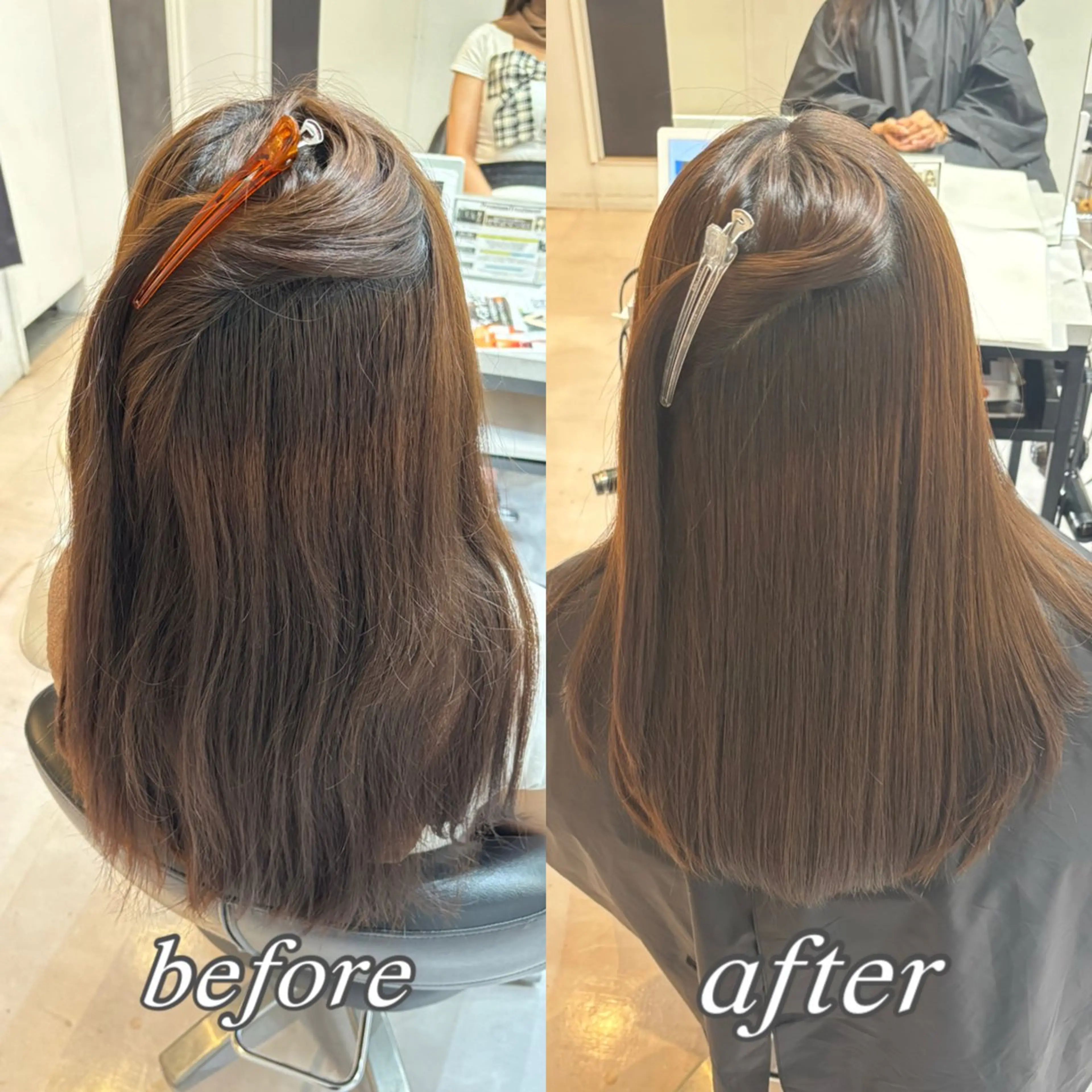 セミロング 髪質改善 縮毛矯正 カット 縮毛矯正 トリートメント 🌙髪質改善カラー Momoka🦋のヘアスタイル