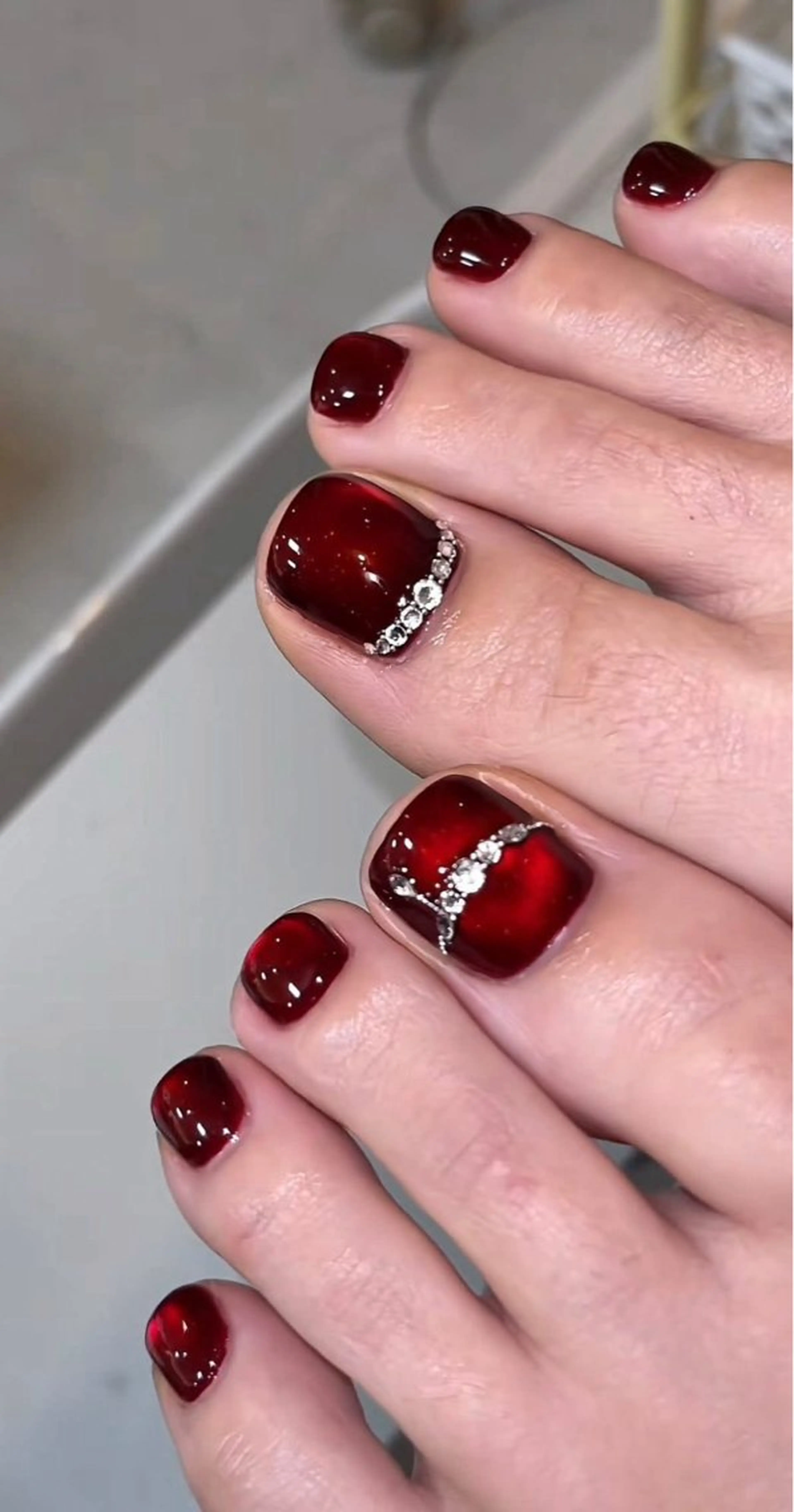 ネイル 長さ出し フットネイル ジェルネイル 韓国ネイル マグネットネイル フットネイル YMT NailStudioのネイルデザイン