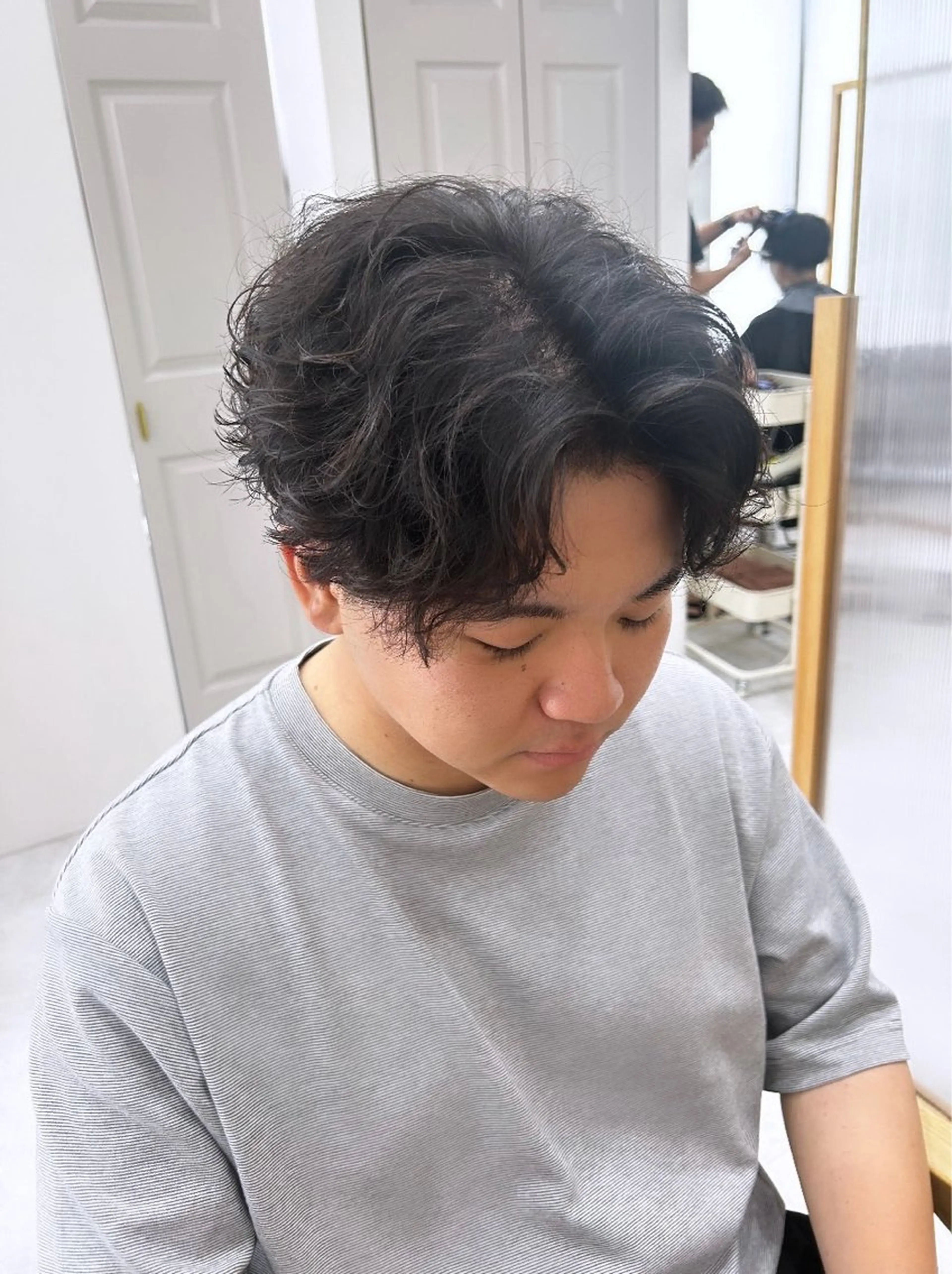 メンズ センターパート メンズパーマ パーマ 🫧艶髪ボブ🫧 チカのヘアスタイル