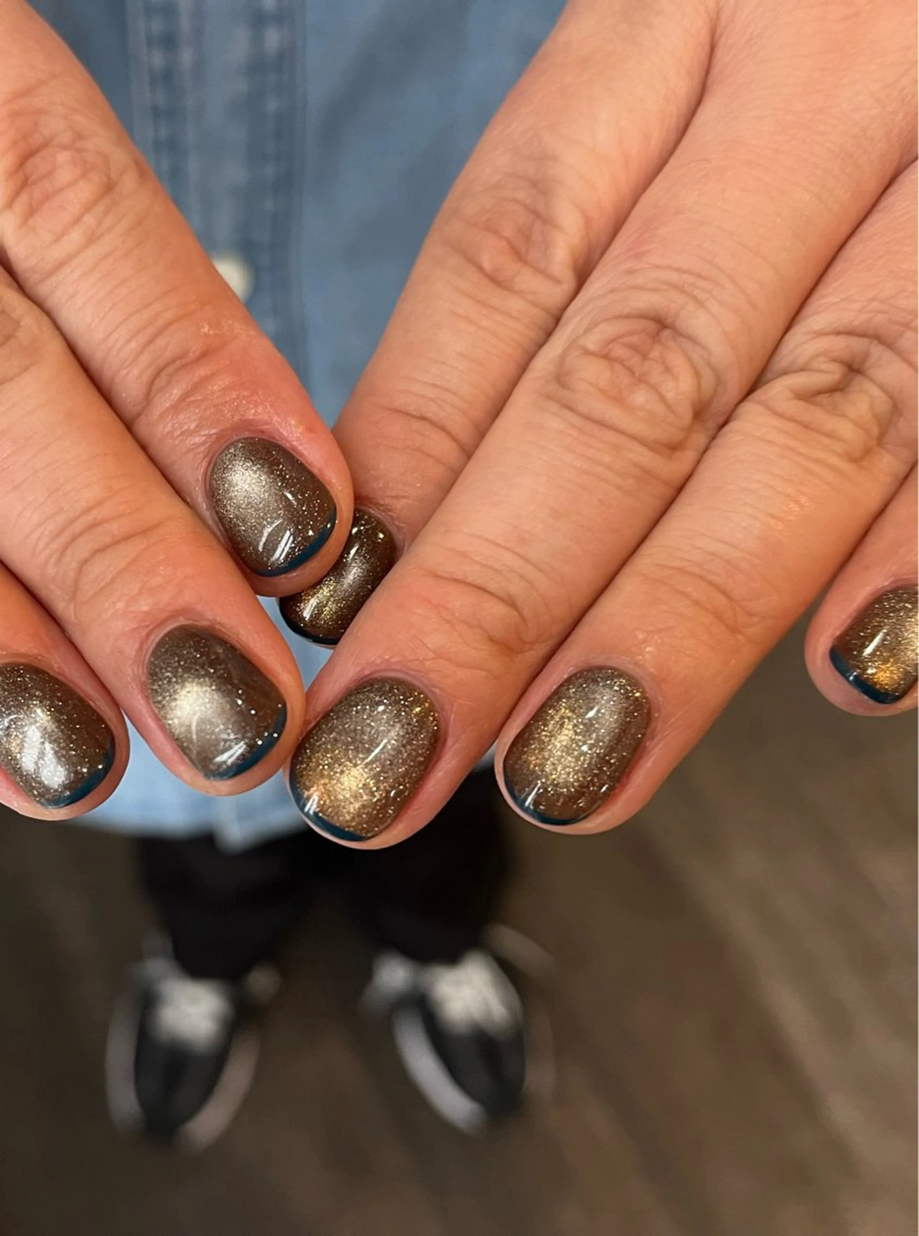 ネイル ブルー ブラウン フレンチネイル ハンドネイル Yarm As Etelのネイルデザイン