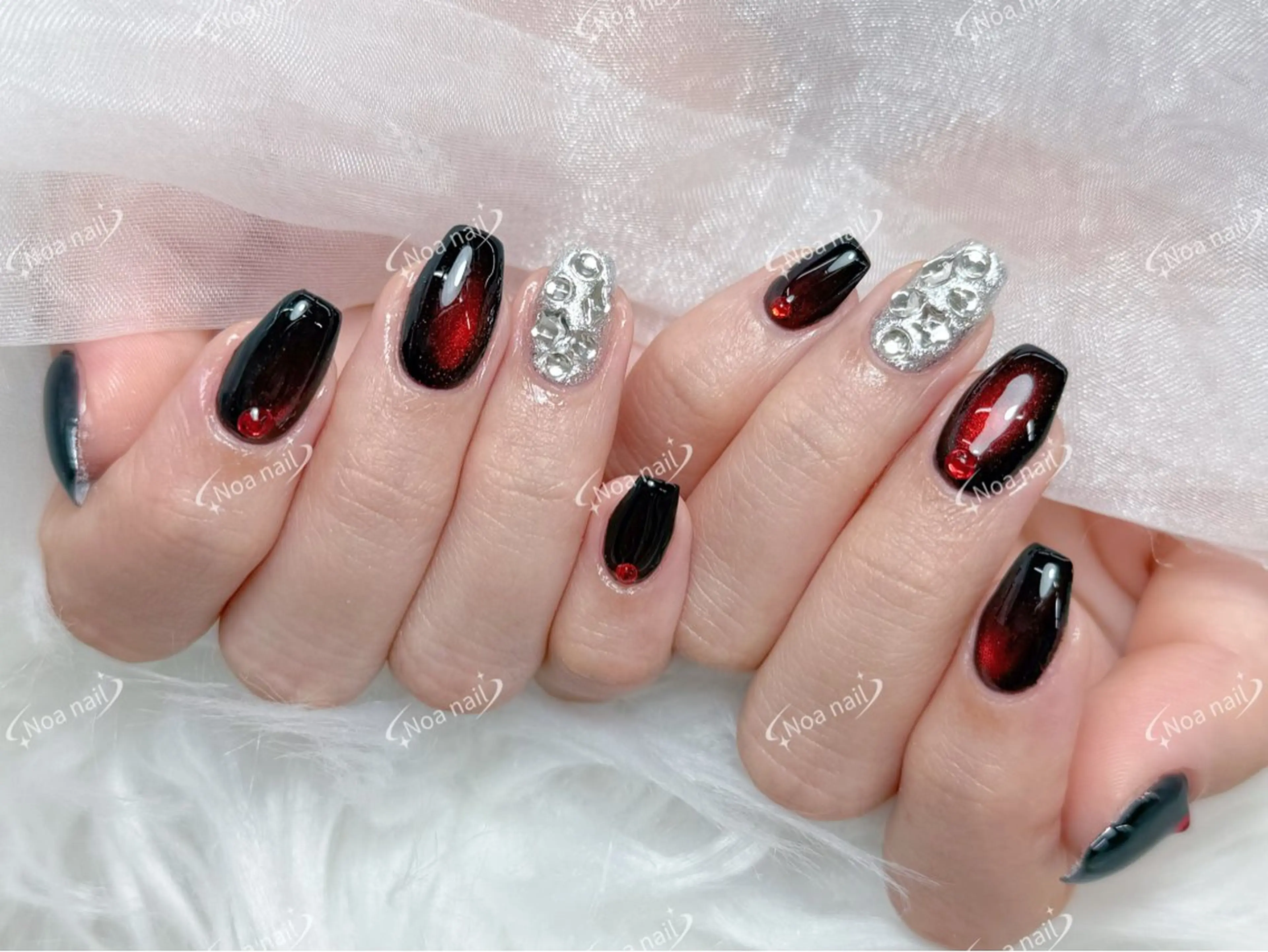 ネイル フレンチネイル グラデーション 韓国ネイル マグネットネイル 持ち込み ハンドネイル Noa Nail みつきのネイルデザイン