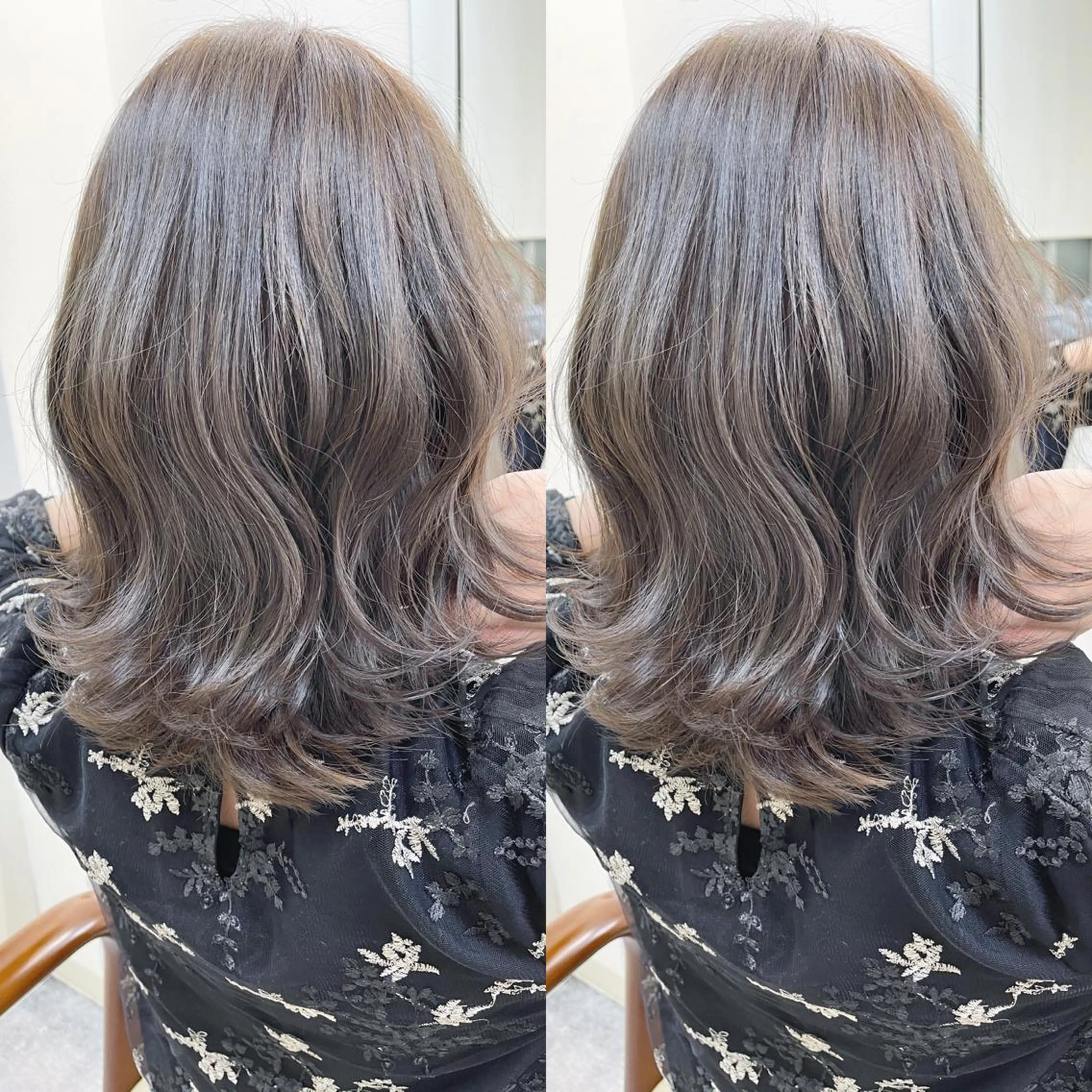 ミディアム ボブ 外ハネヘア ウルフカット ウルフボブ カット ヘアカラー トリートメント H所属・H (エイチ) 烏丸御池店のヘアスタイル