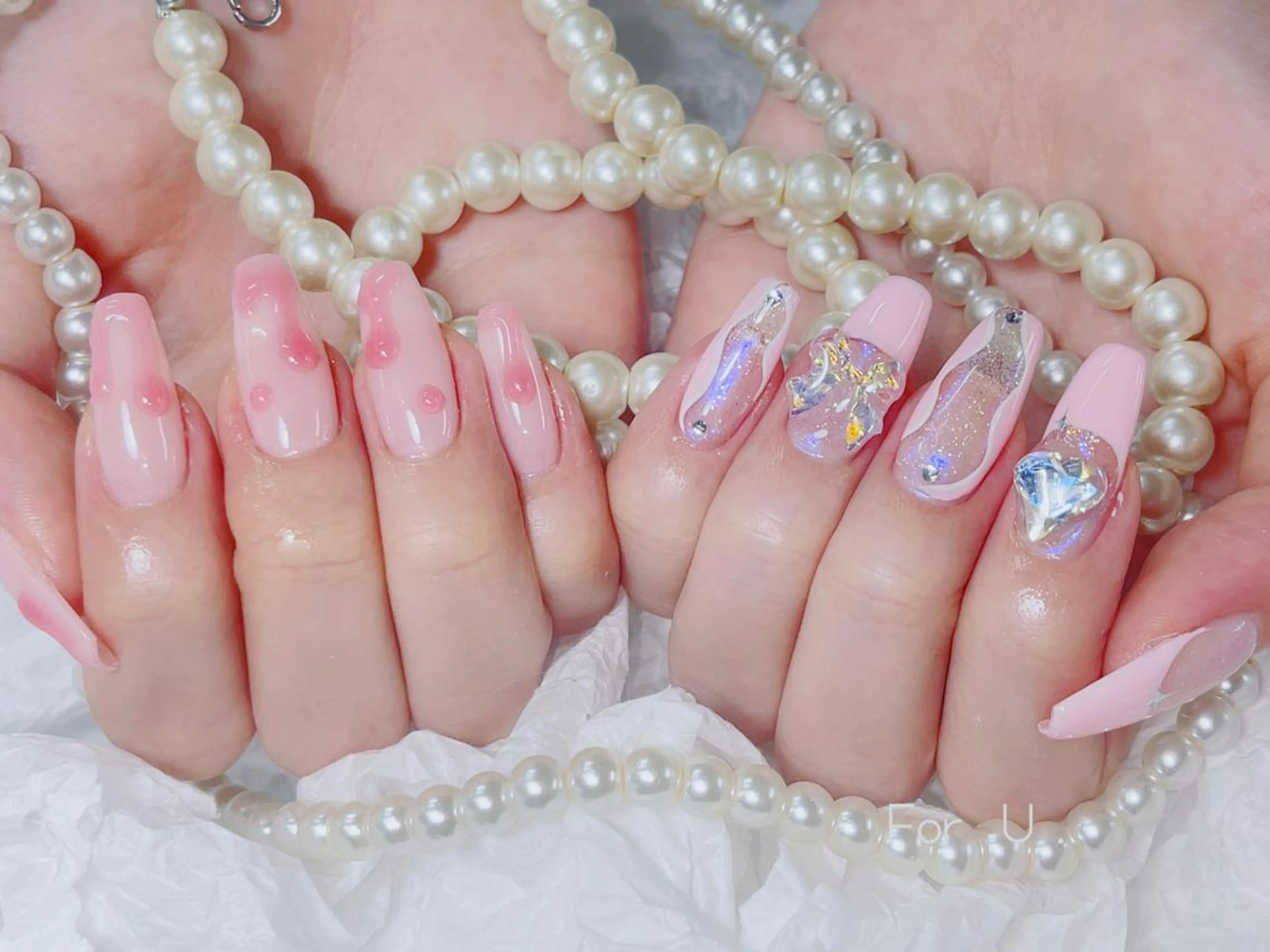 ネイル アートネイル 成人式 長さ出し フットネイル ジェルネイル ハンドネイル ハンドケア For U nail スカルプ専門店のネイルデザイン