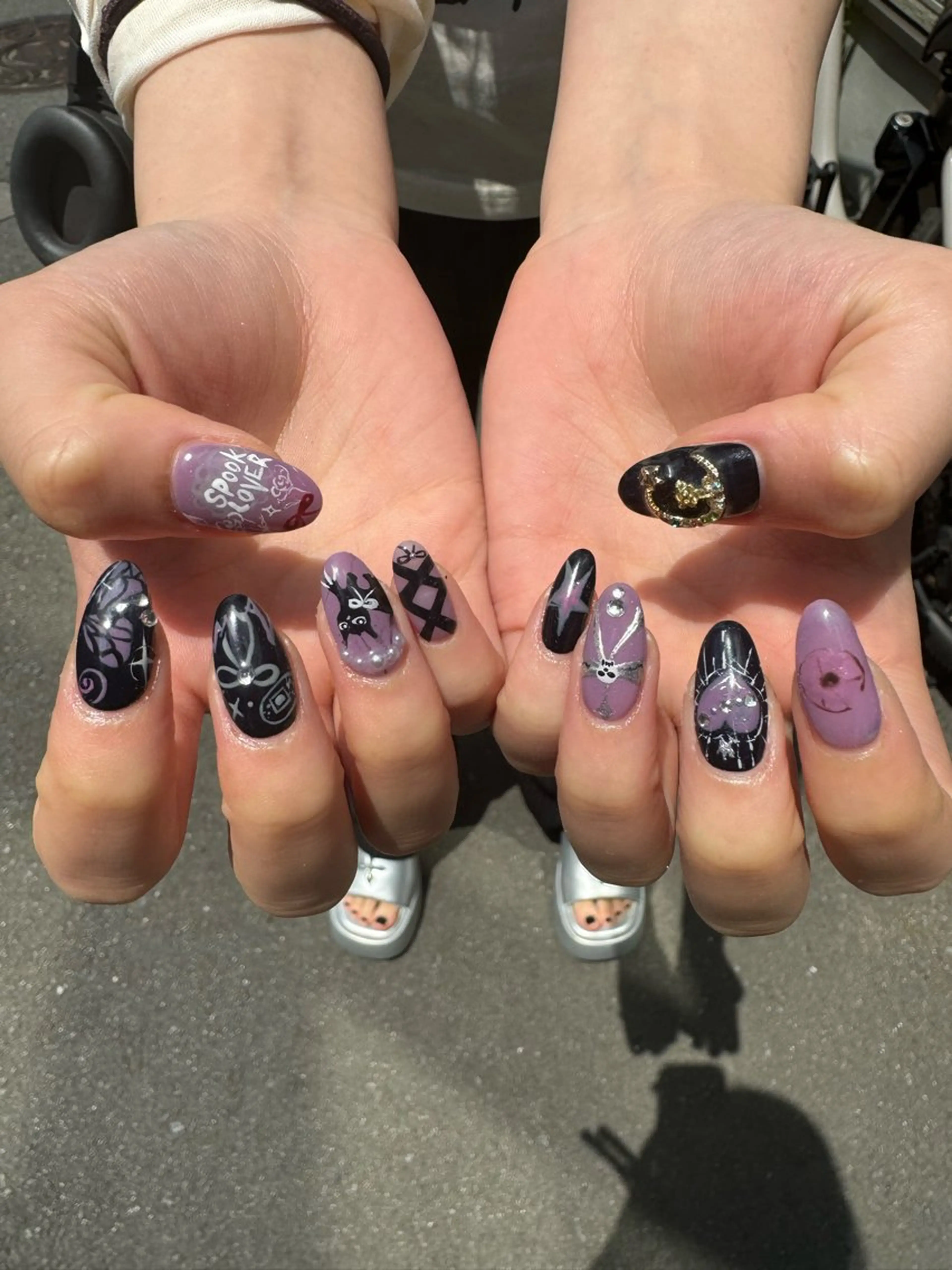 ネイル フレンチネイル ハート ロングネイル マグネットネイル ミラーネイル MH_ Nailのネイルデザイン