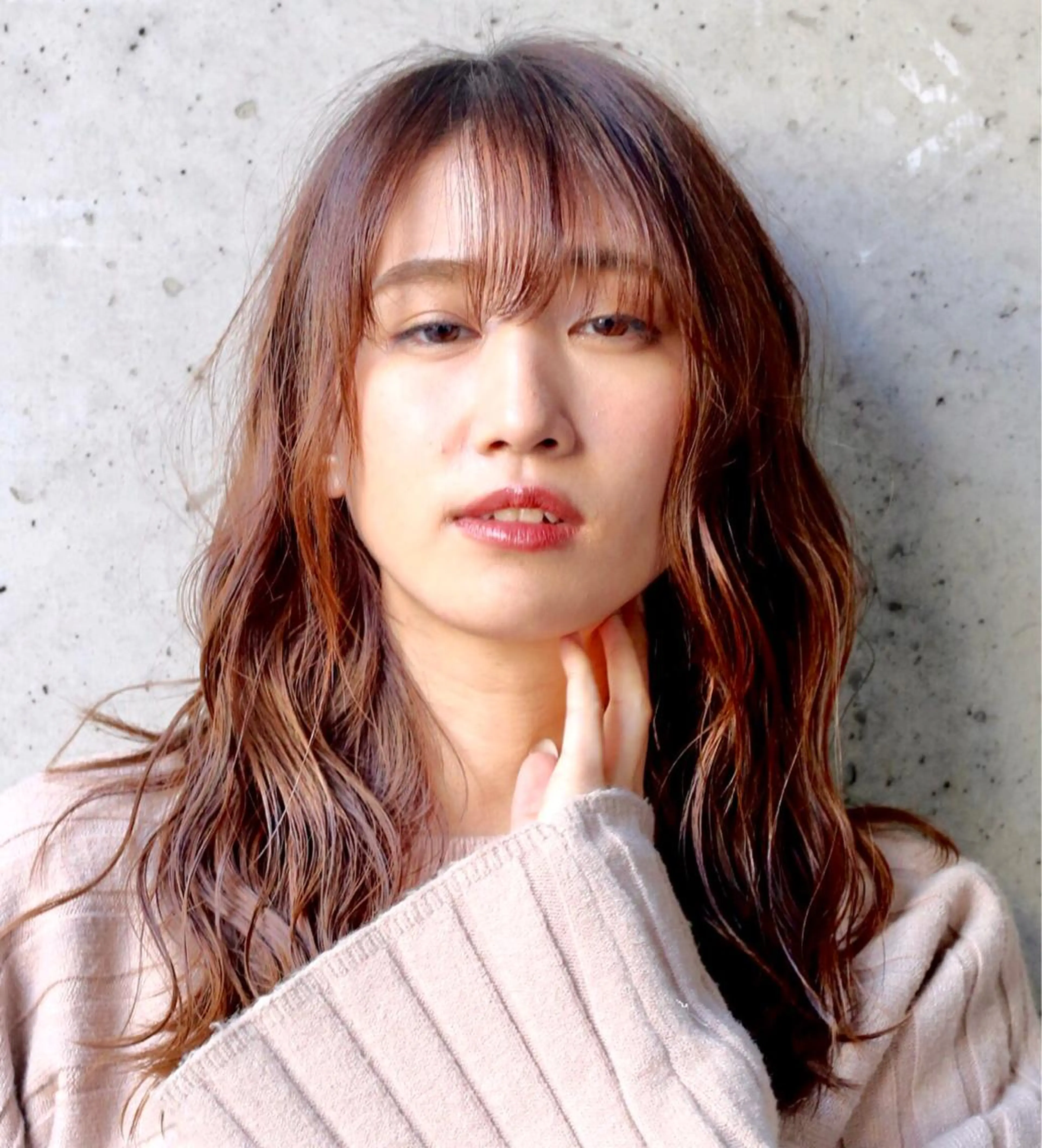 セミロング カラー パーマ 透明感カラー 難波/心斎橋/ボブ/ 髪質改善/ハイトーンのヘアスタイル