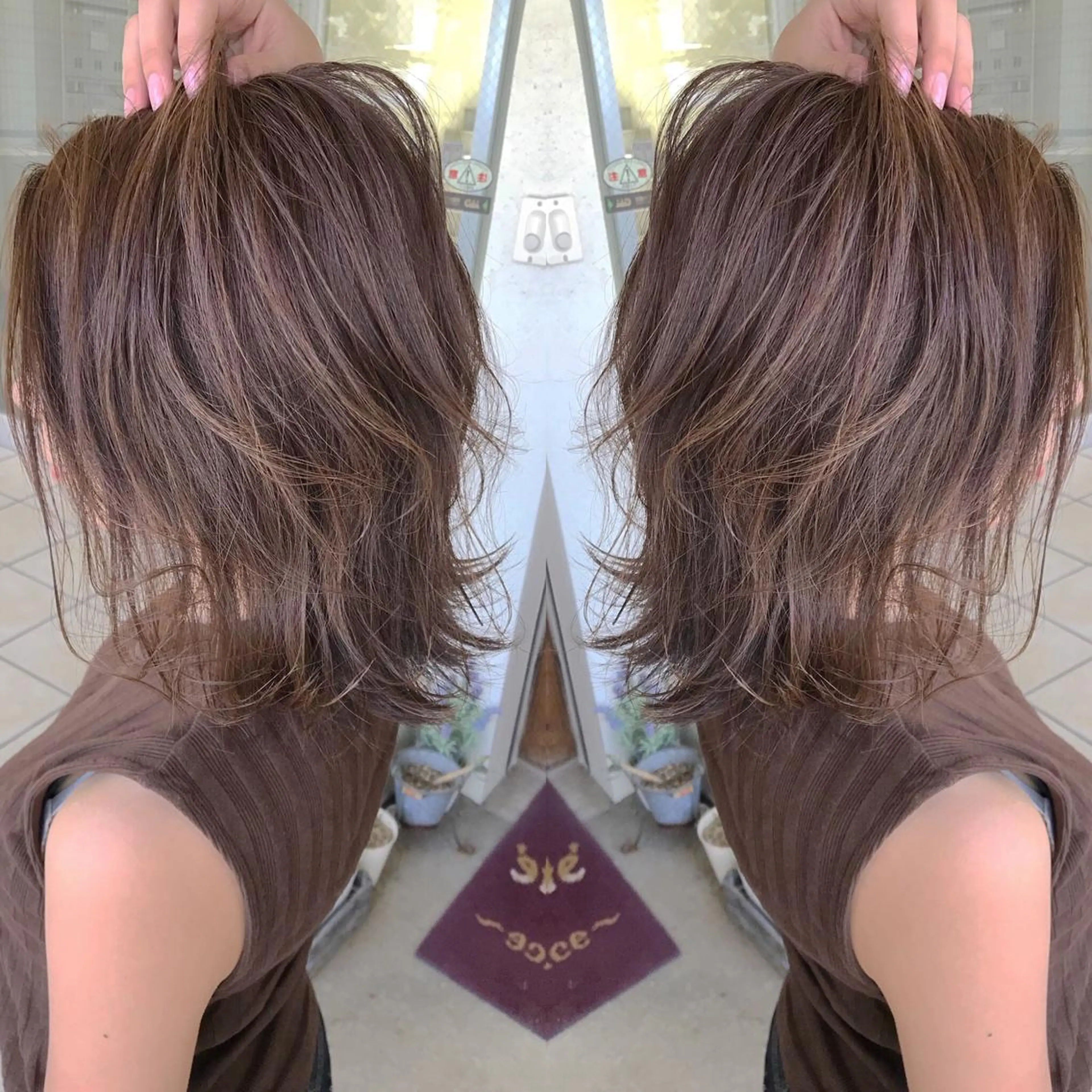 ミディアム カラー グレージュ カット ヘアカラー トリートメント grand juteのヘアスタイル