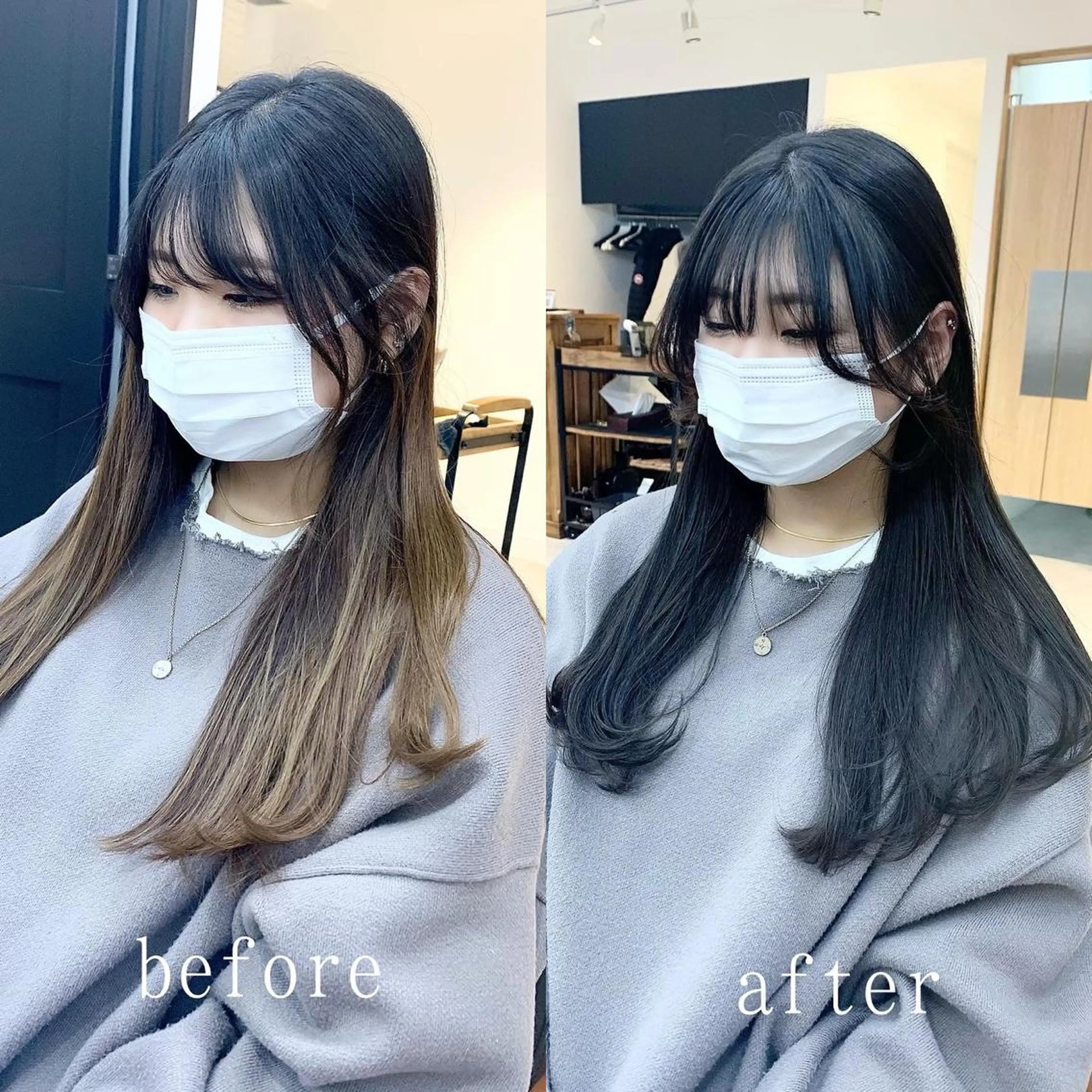 セミロング カラー パーマ ヘアアレンジ メンズ キッズ ネイル マツエク・マツパ アイブロウ カット ヘアカラー レイヤーカット 🌿透け感カラーのヘアスタイル