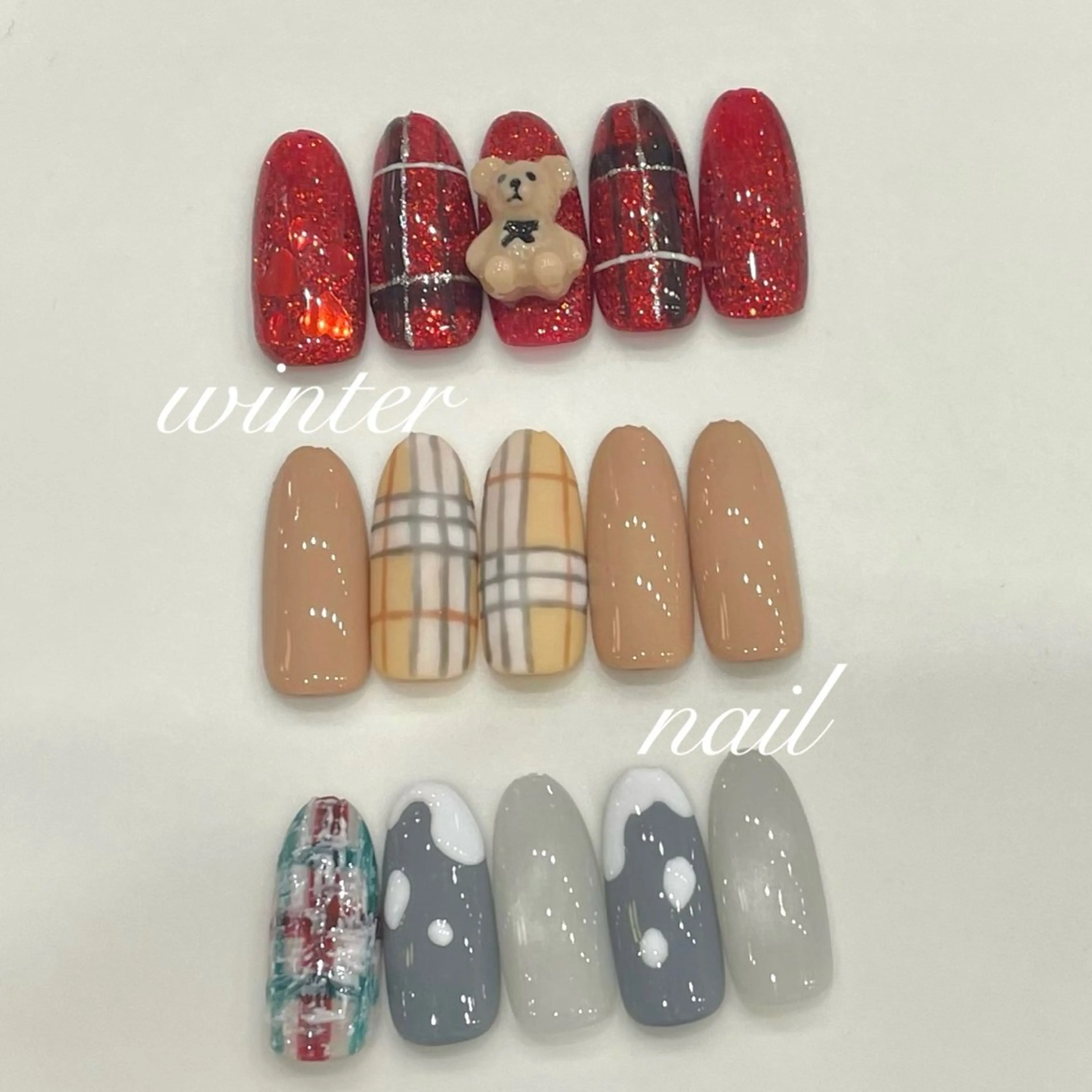 ネイル 冬ネイル ハンドネイル 韓国ネイル🎀 H nail 碧のネイルデザイン