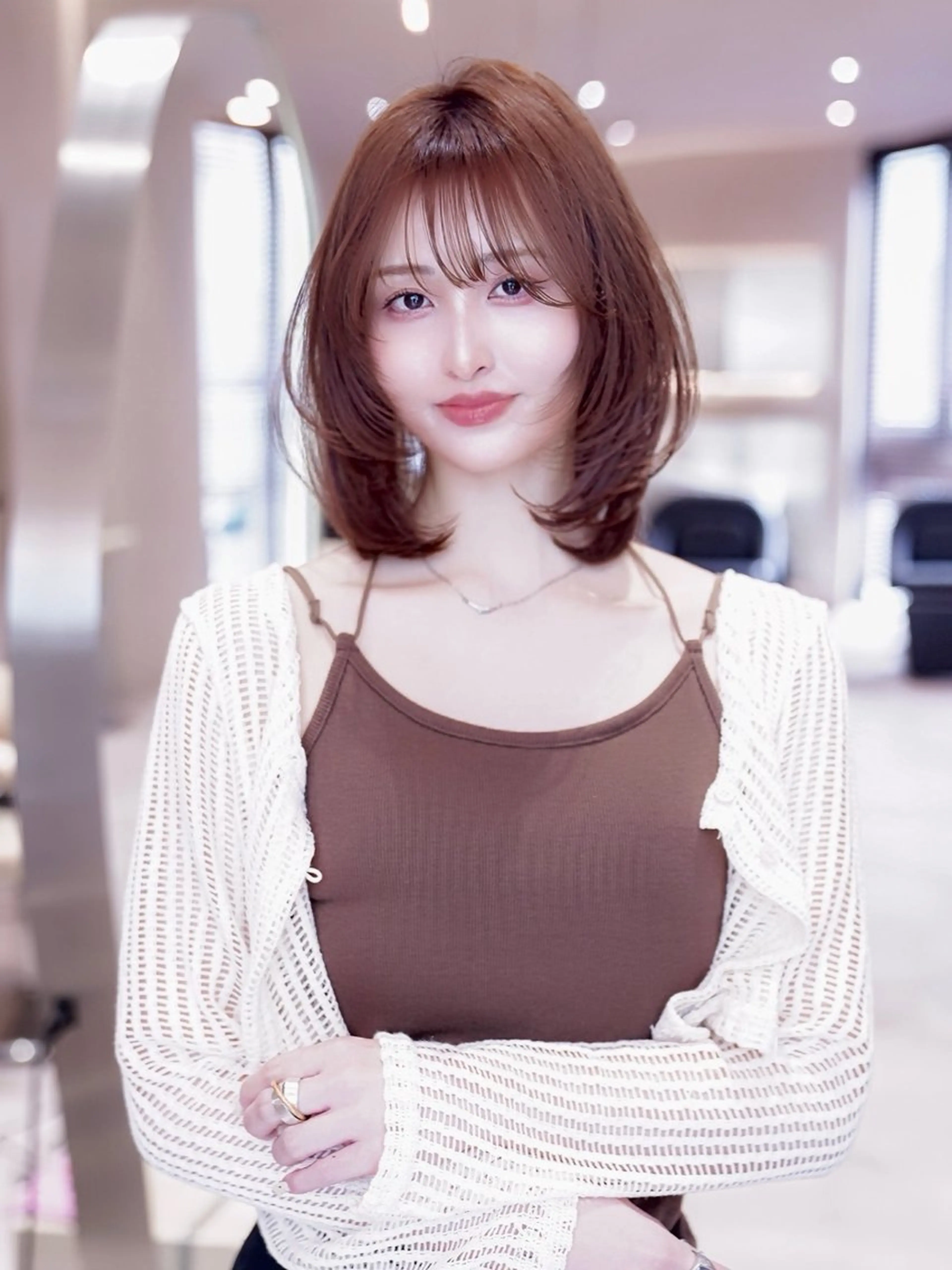 ミディアム カット ヘアカラー パーマ トリートメント 上野 遥己のヘアスタイル