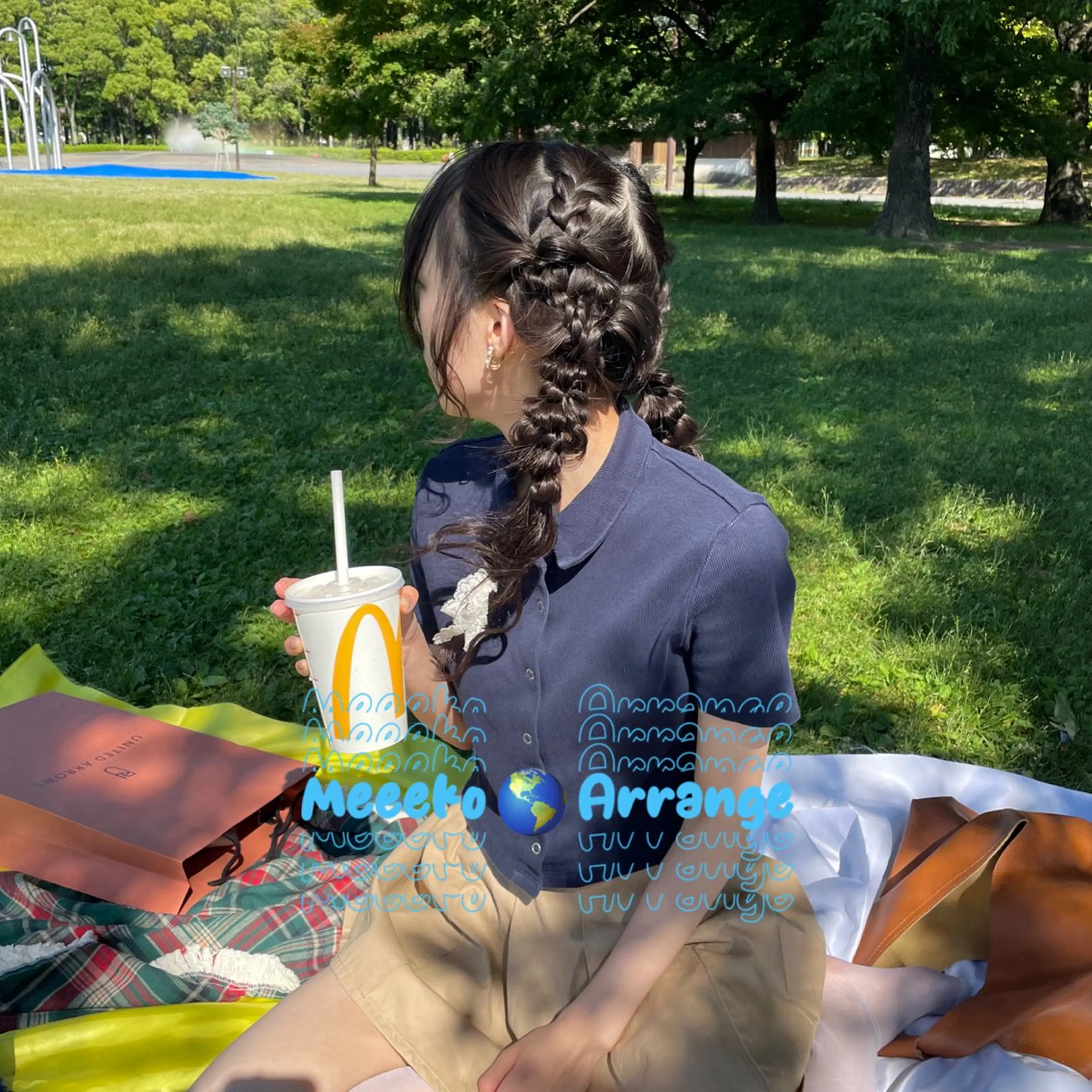 ロング カラー ヘアアレンジ ツインテール 黒髪 ハイライトカラー ハイライト ロング ヘアセット 🌼ブリーチ/個性派 ヘアセットMei🌼のヘアスタイル