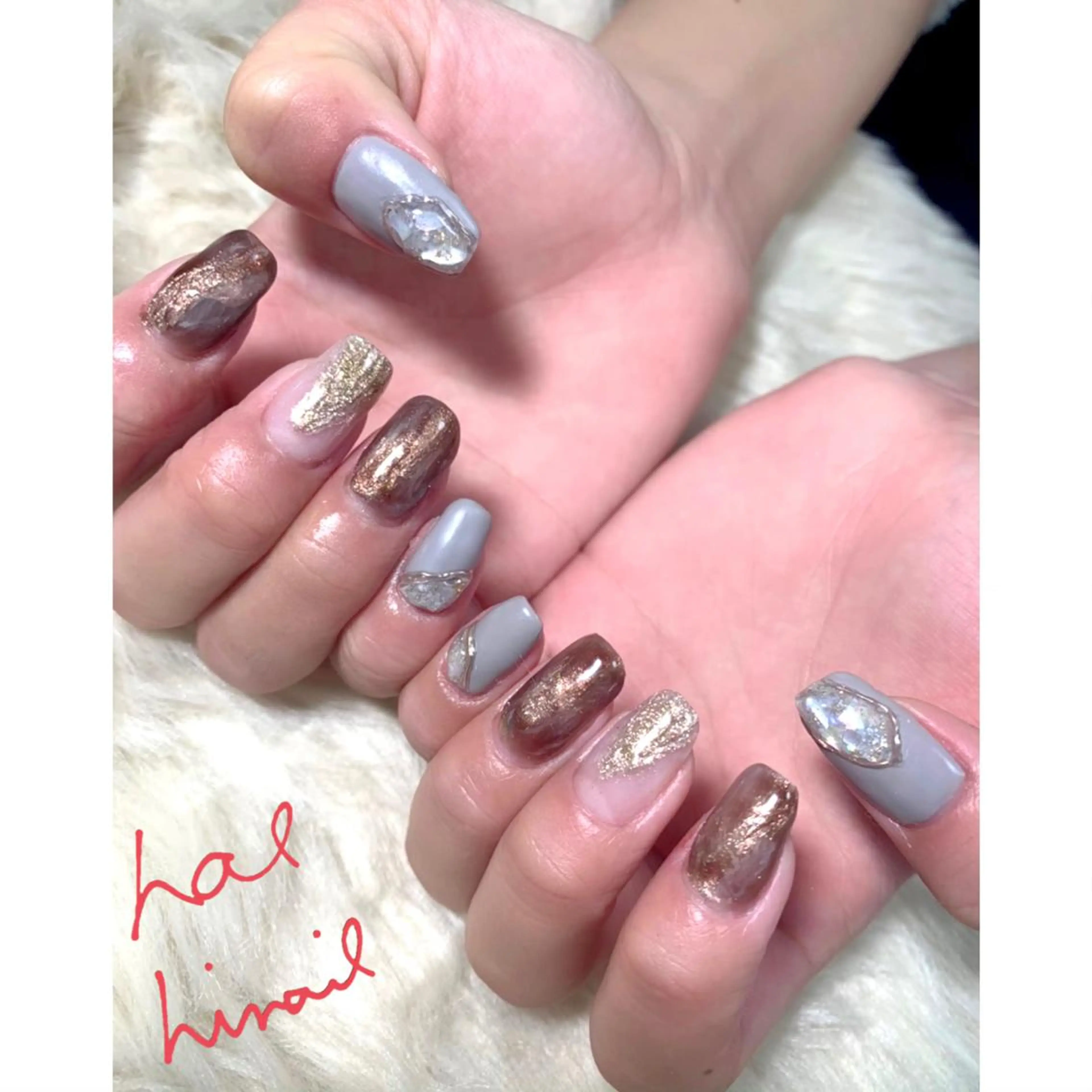 ネイル マットネイル ミラーネイル はるひな ねいるのネイルデザイン