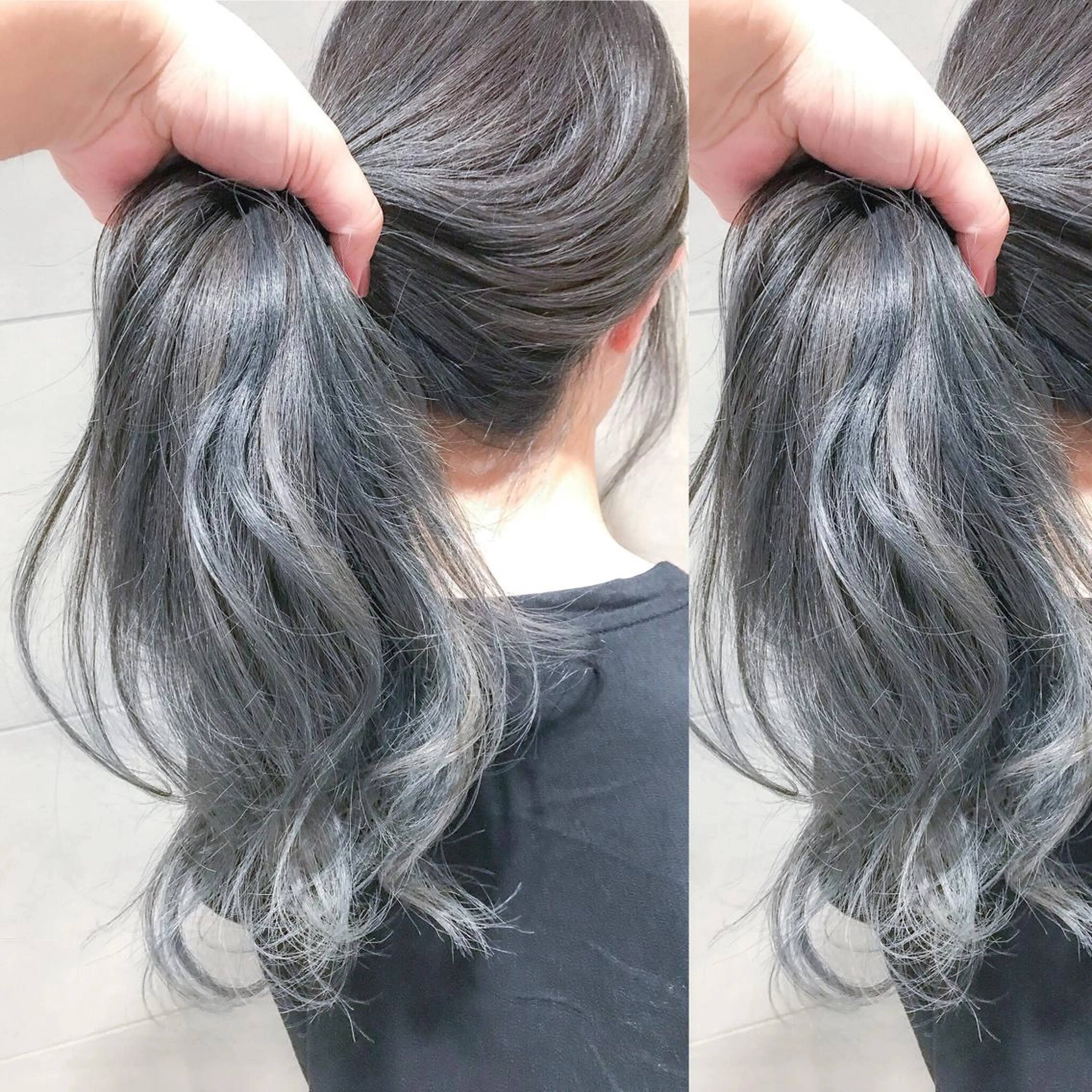 セミロング カラー アディクシーカラー ブルーカラー グラデーションカラー BOX mico.のヘアスタイル