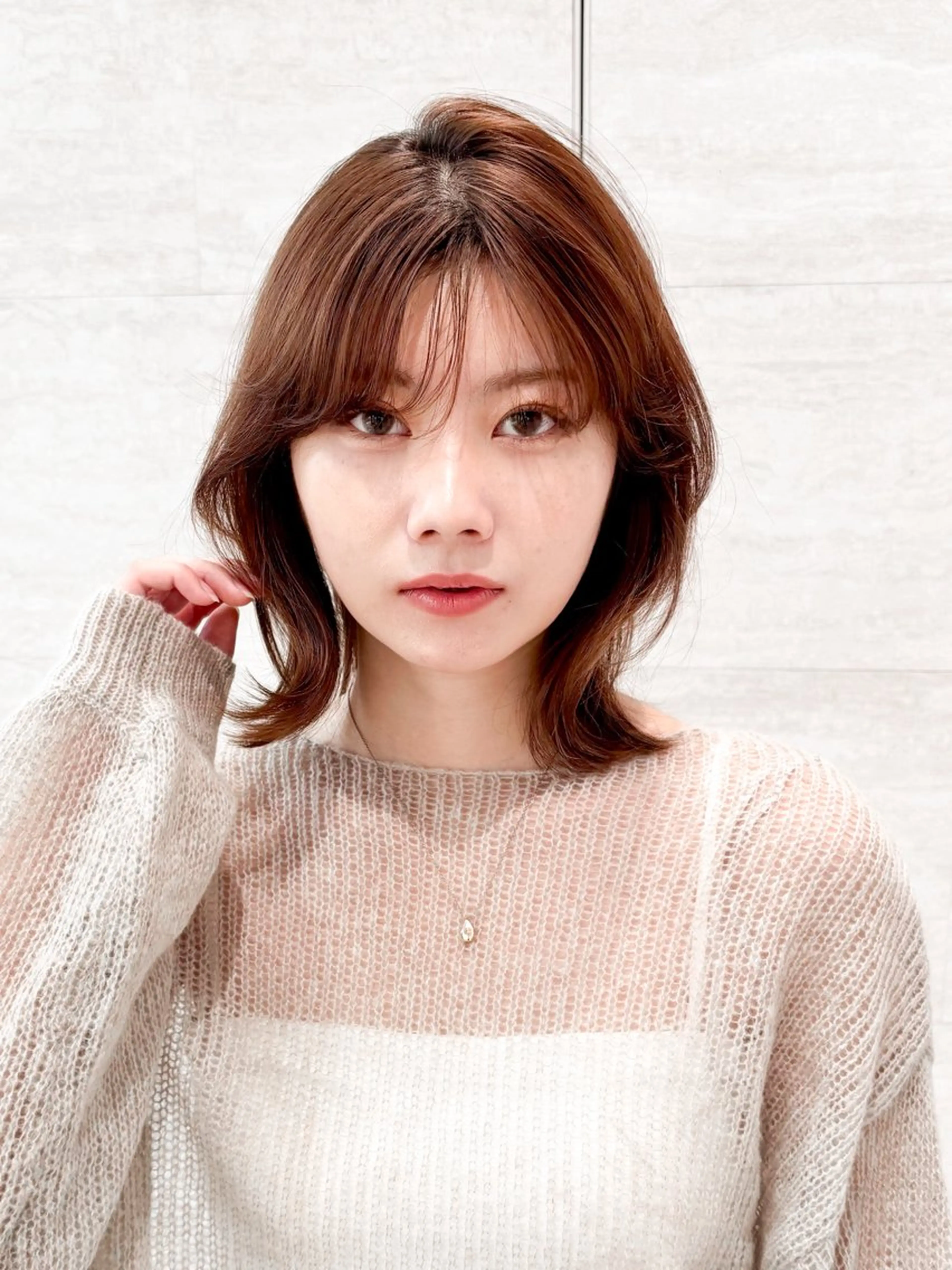 ミディアム カット ヘアカラー トリートメント 💖ボブ/髪質改善 顔周りレイヤー/ユイのヘアスタイル