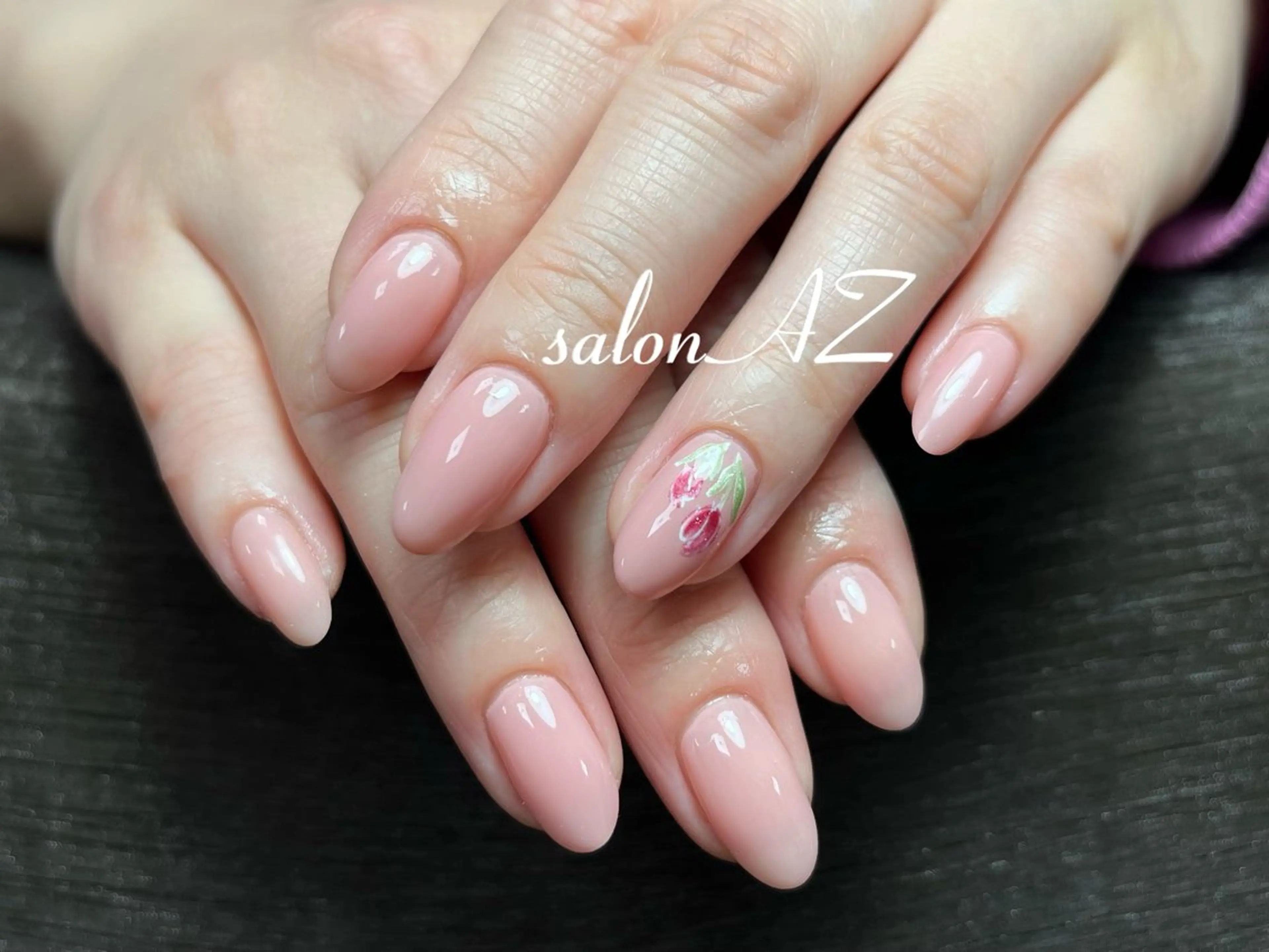 ネイル アートネイル 桜ネイル 長さ出し フットネイル フレンチネイル salon AZのネイルデザイン