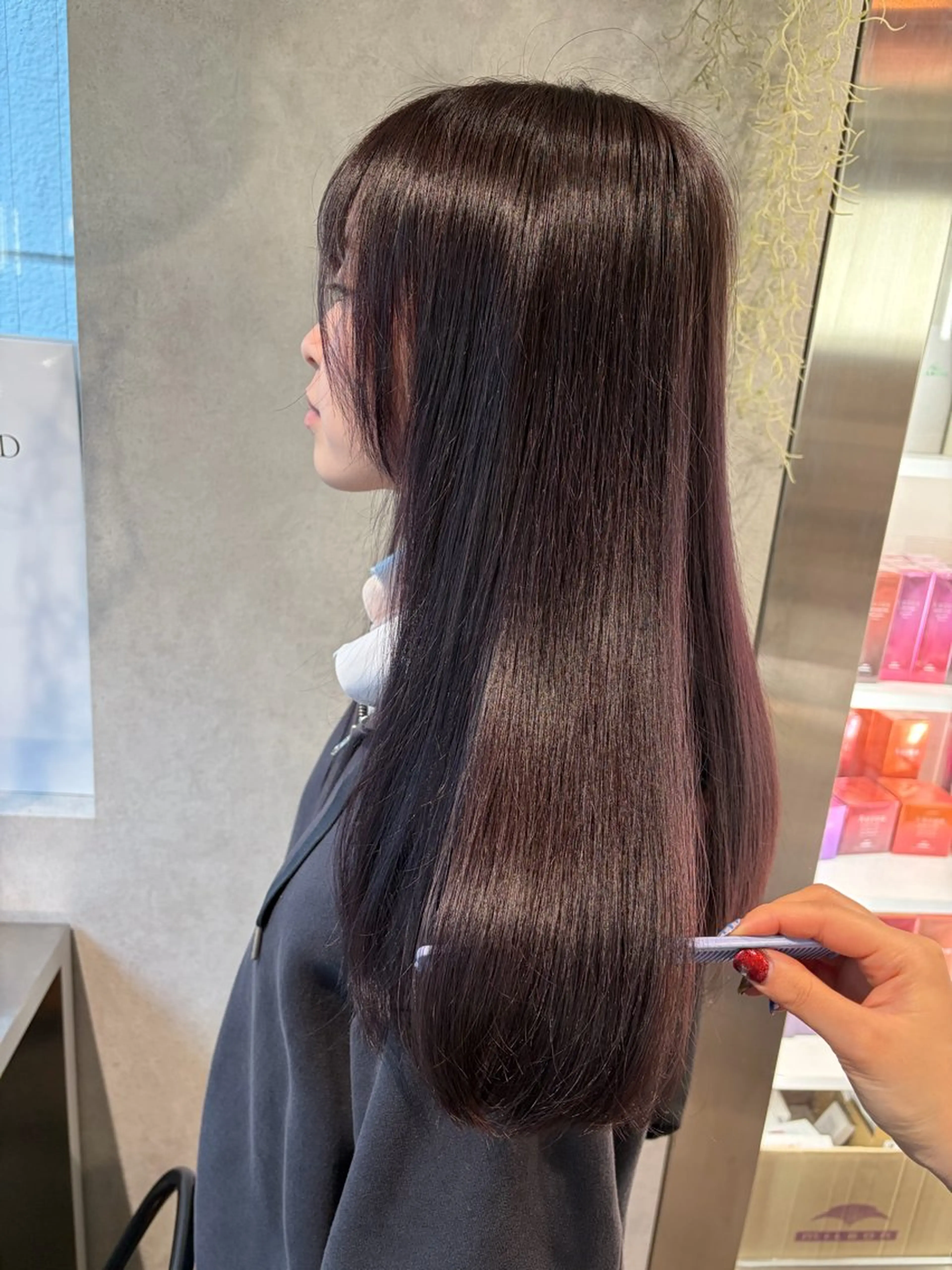 セミロング カラー ブリーチ ダブルカラー ラベンダーカラー ブリーチなしカラー ヘアカラー ナチュラル透明感🌱 小山美樹子のヘアスタイル