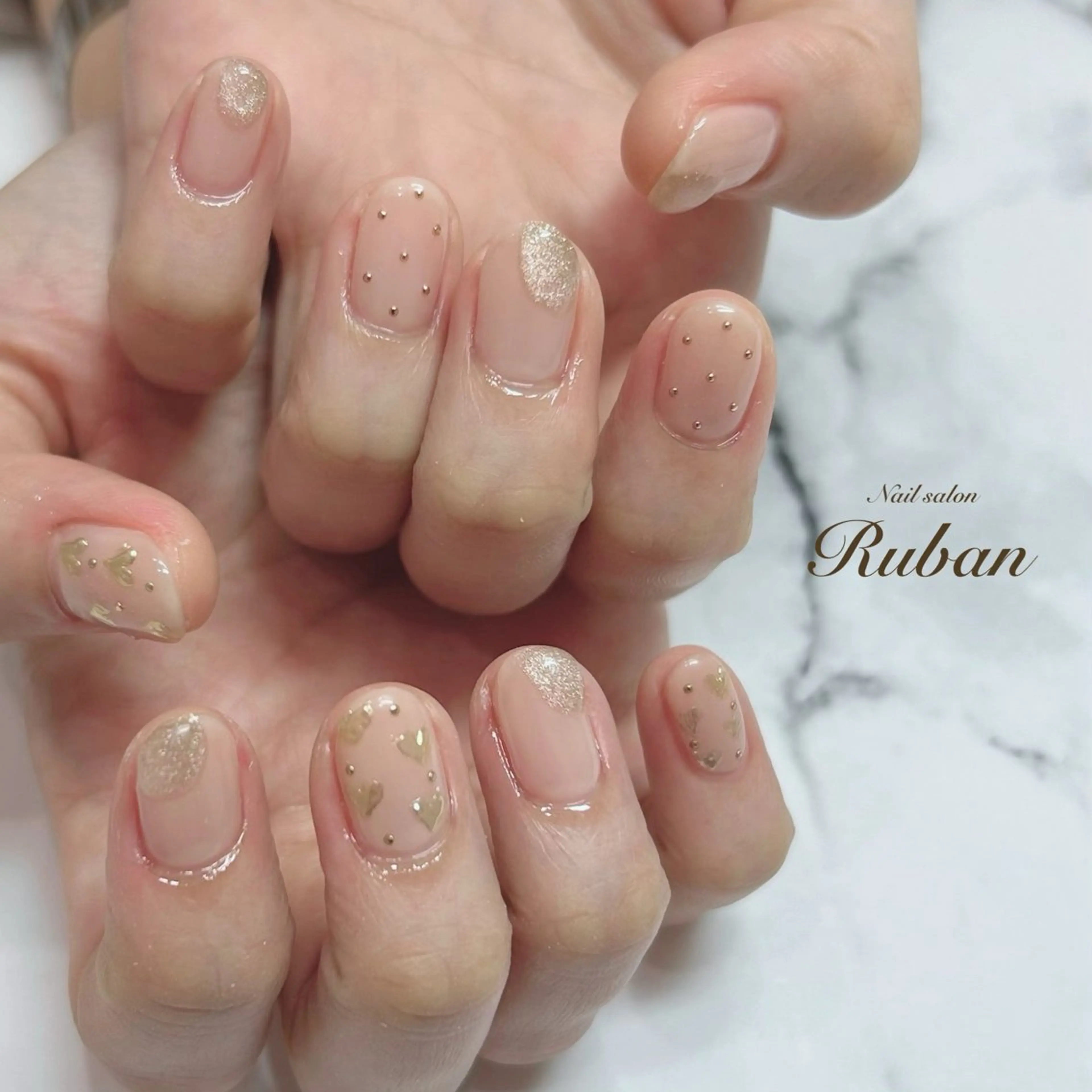 ネイル アートネイル ハート マグネットネイル 持ち込み ニュアンスネイル Nail salon Rubanのネイルデザイン
