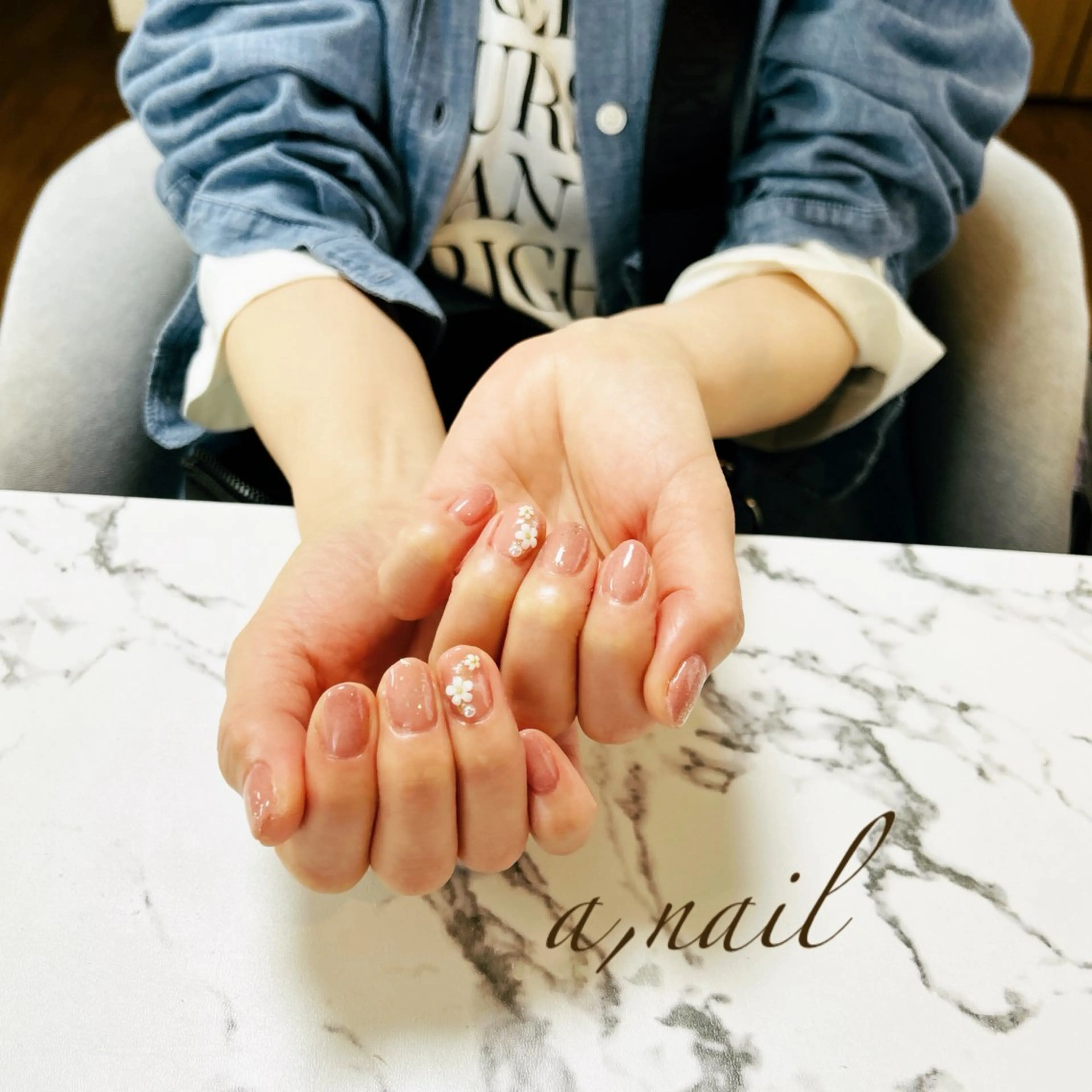 ネイル 桜ネイル フラワーネイル ジェルネイル グラデーション キラキラネイル ハンドネイル ネイルサロン エーネイルのネイルデザイン