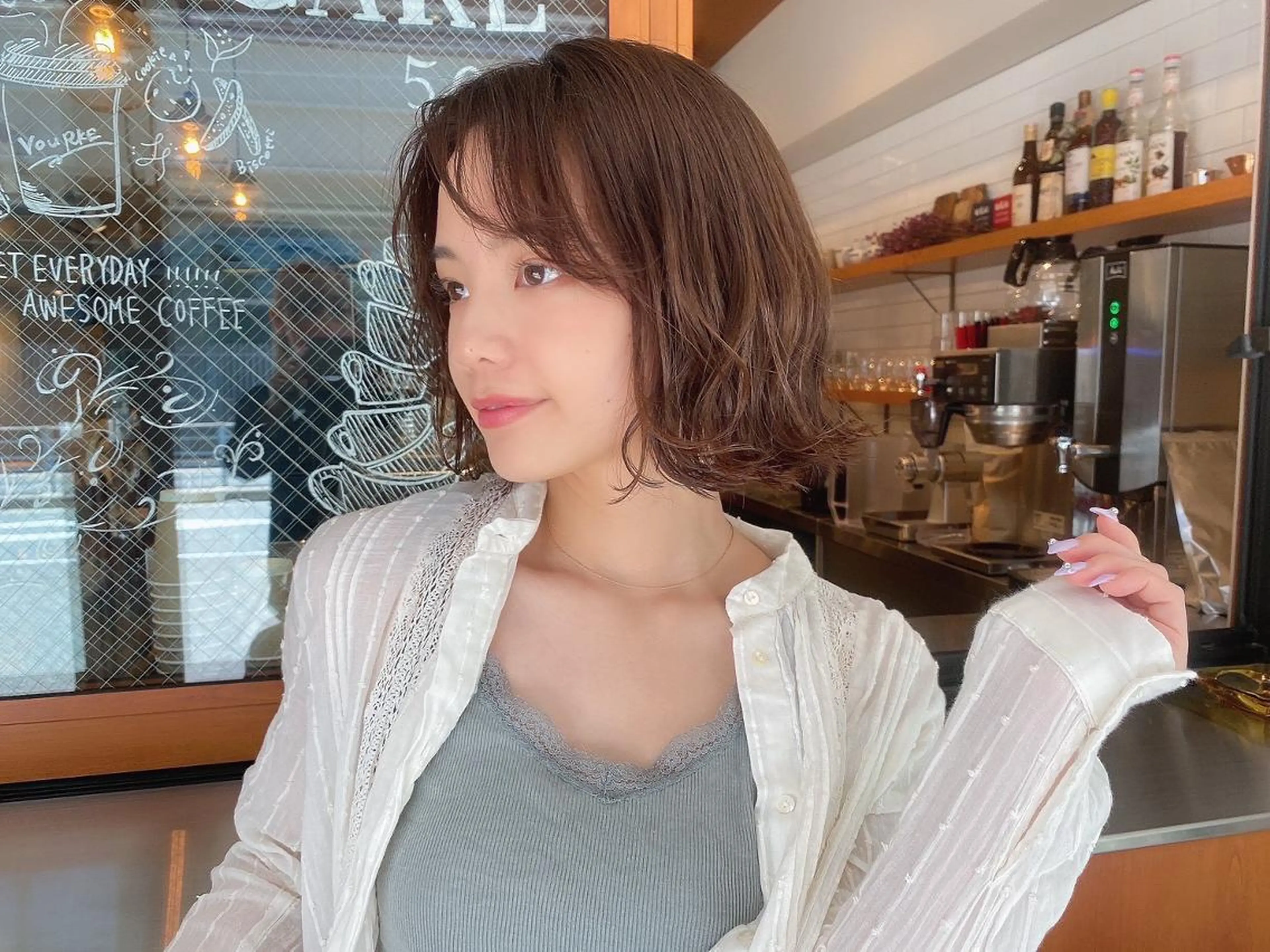 セミロング カラー 透明感カラー イルミナカラー 似合わせカット 小顔カット トリートメント カット ヘアカラー パーマ ⭐️迫田 ゆう⭐️のヘアスタイル