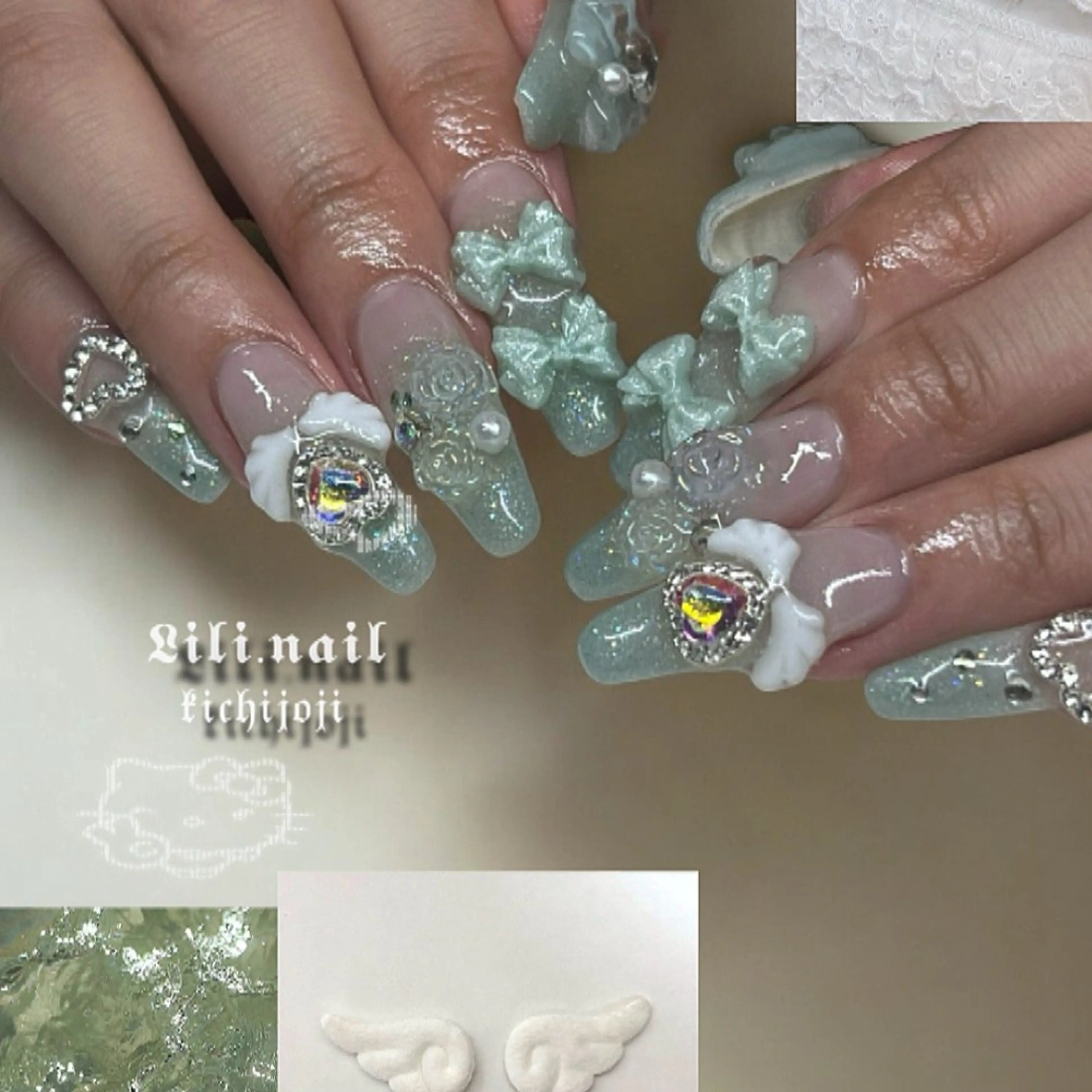 ネイル ハンドネイル フットネイル lili.nail y2k/長さ出しのネイルデザイン