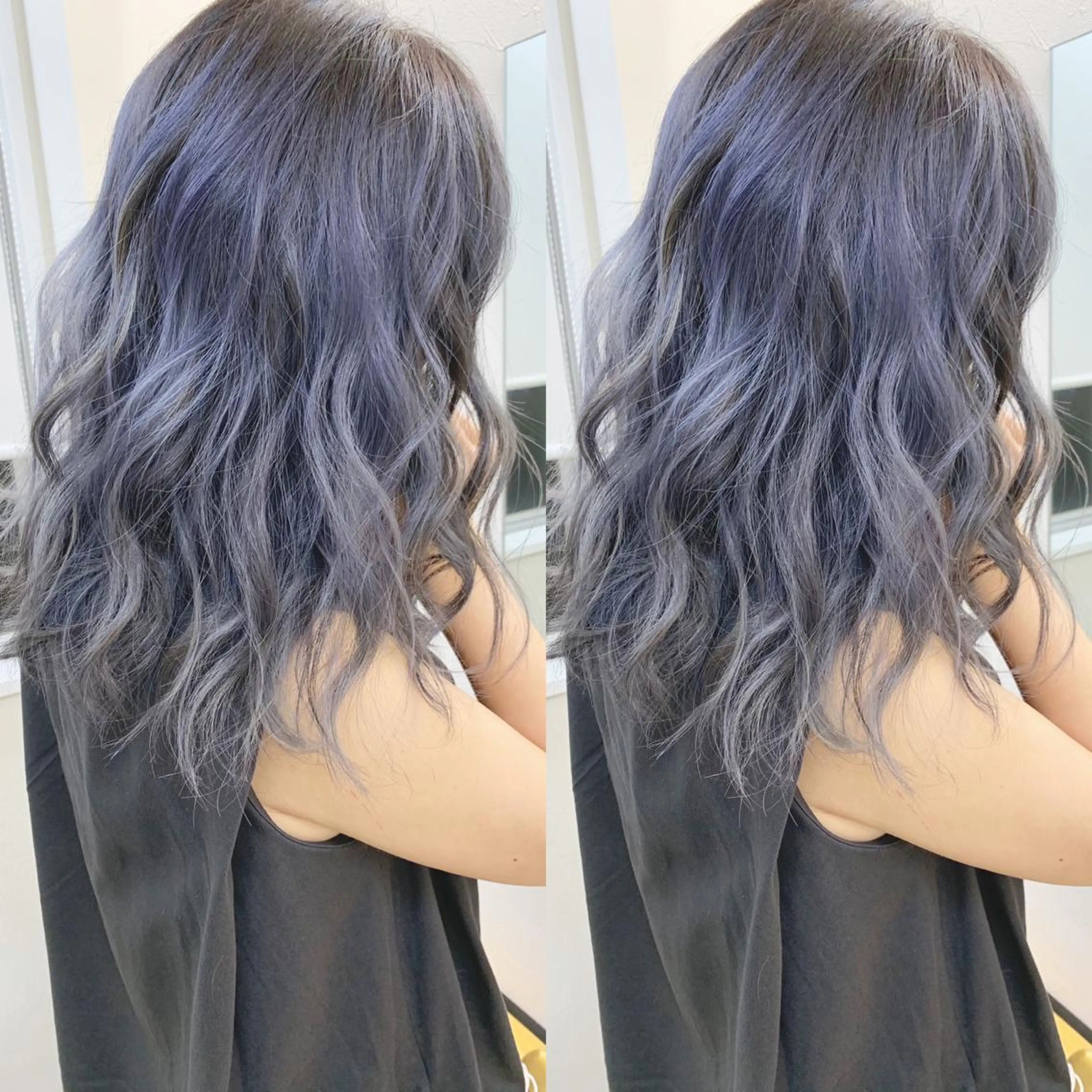 セミロング パープルカラー レイヤーカット H (エイチ) 烏丸御池店のヘアスタイル