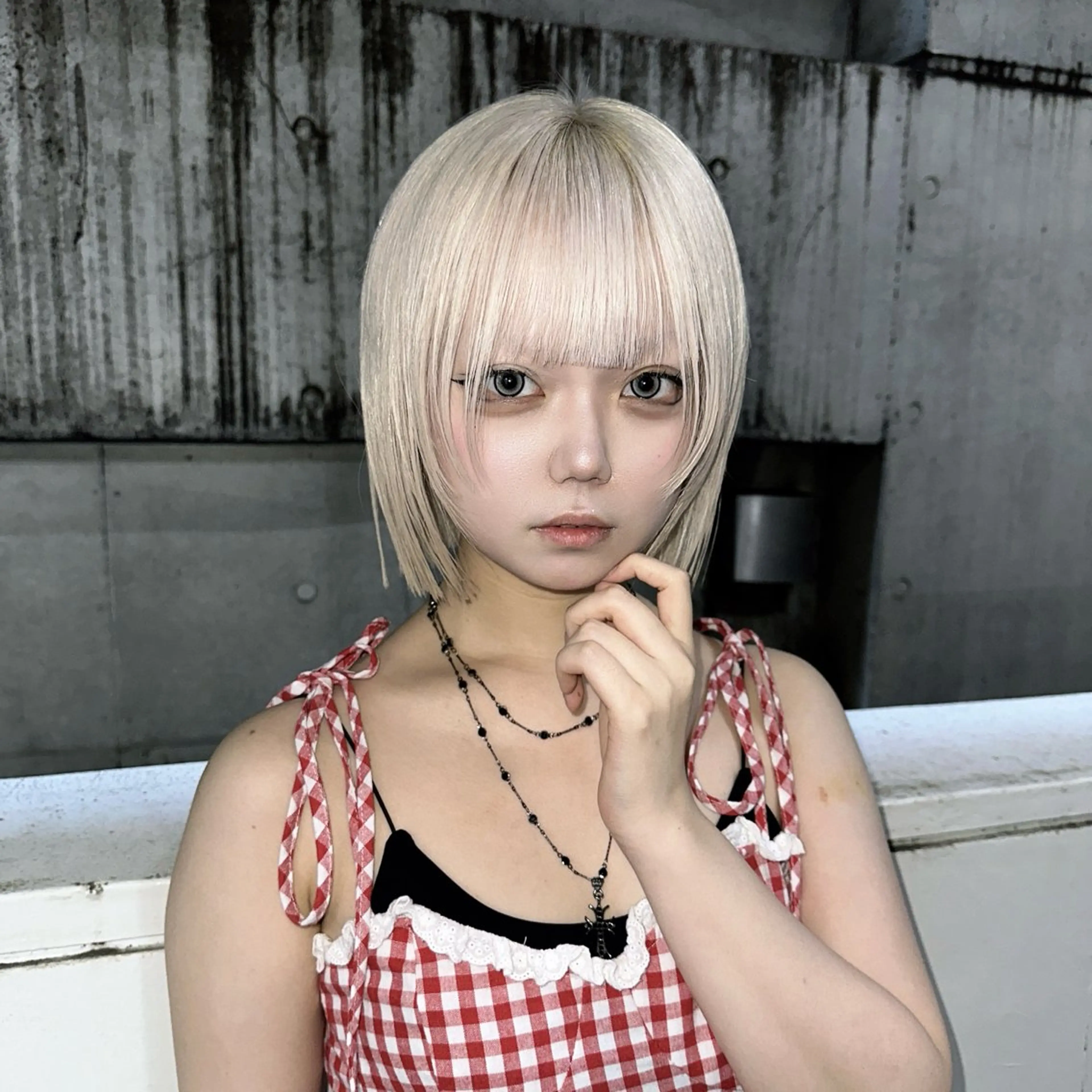 ミディアム カラー ヘアカラー ハイトーン/ウルフ /エクステ/ましろのヘアスタイル