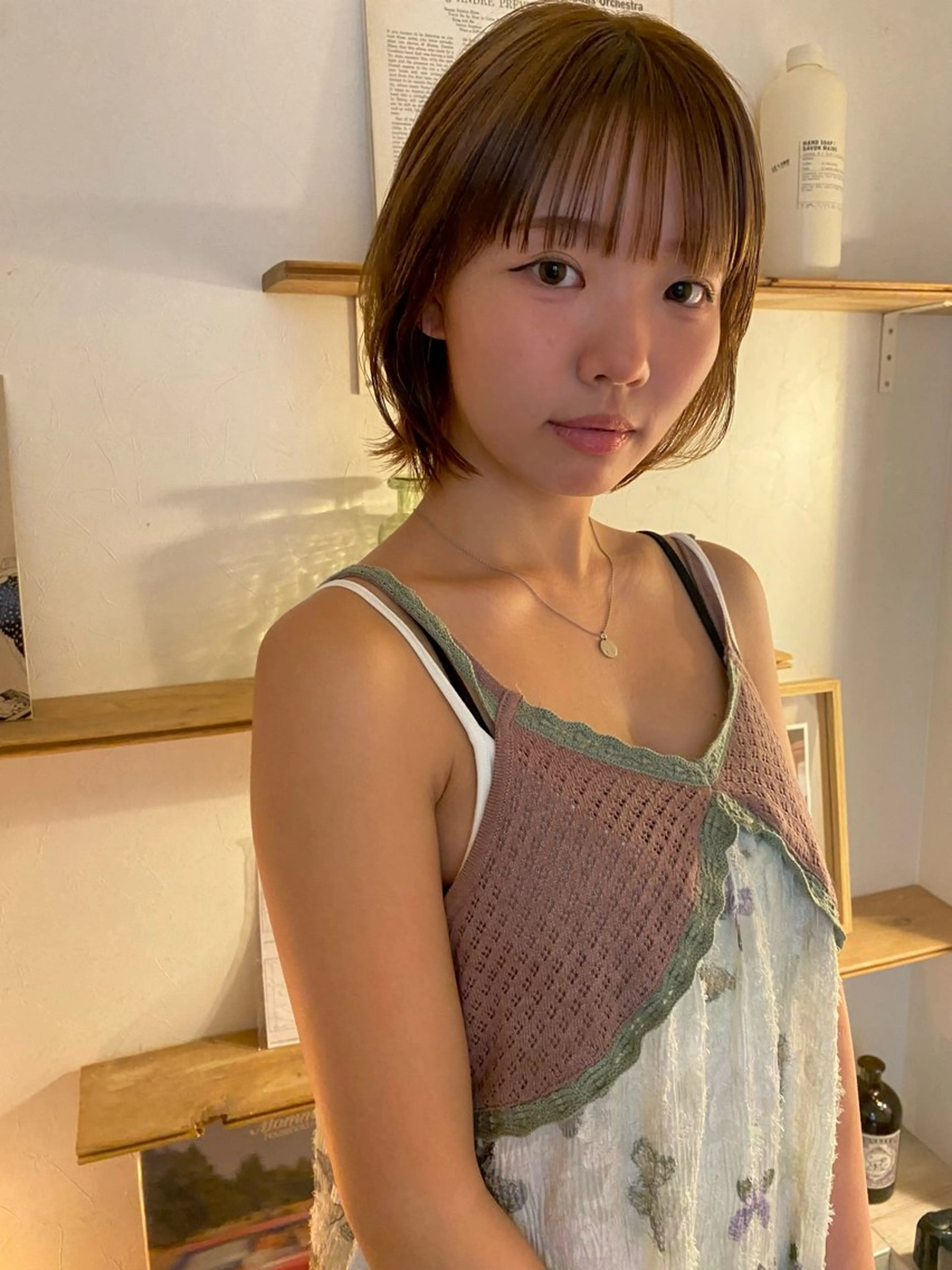 ショート カラー ショートボブ ボブレイヤー ボブ レイヤーカット ショートヘア 森貴裕/ベージュ/ パーマ/オリーブのヘアスタイル