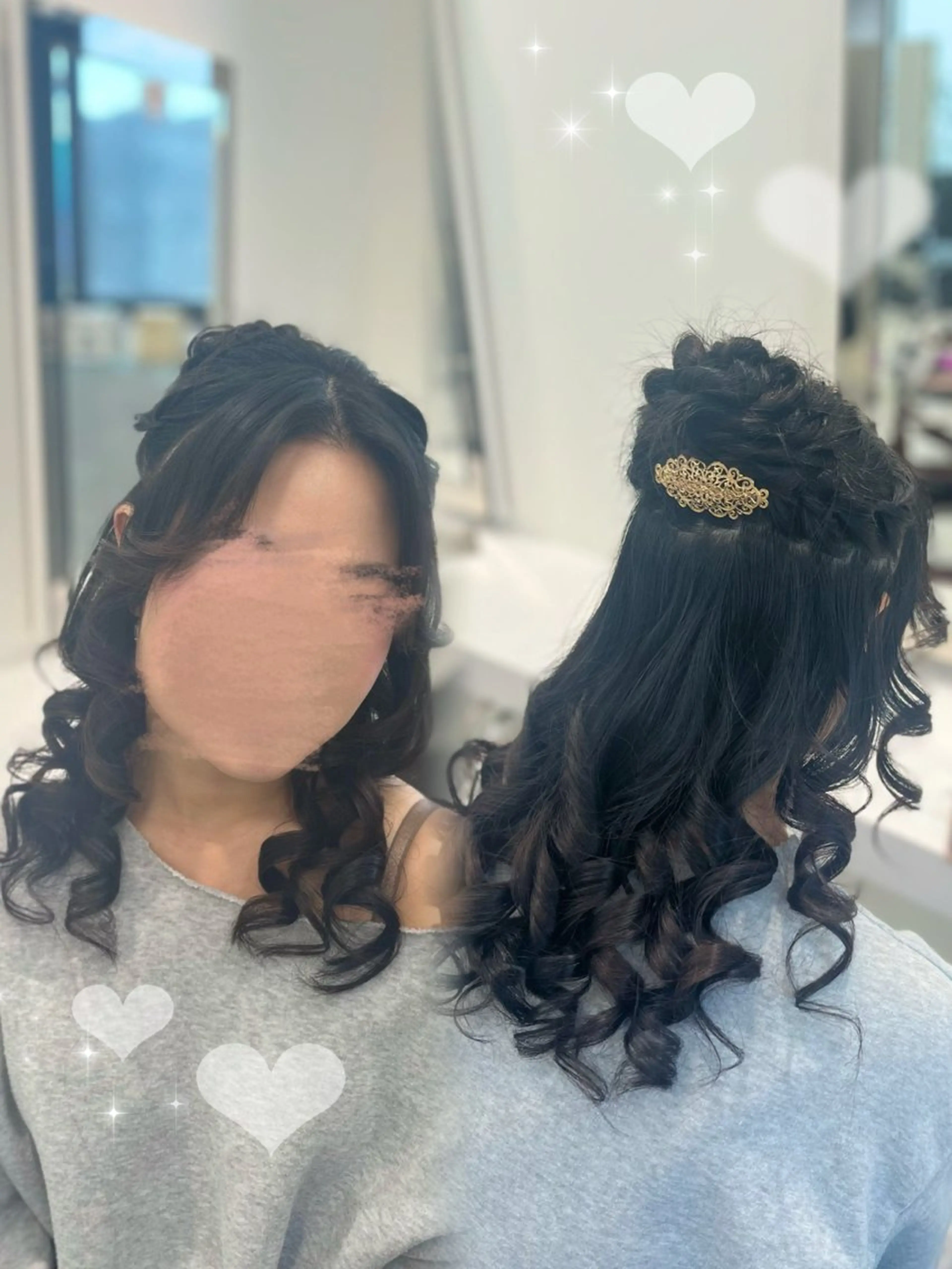 ヘアアレンジ ハーフアップ ヘアセット ハイトーンカラー💞 くるみ🎀のヘアスタイル