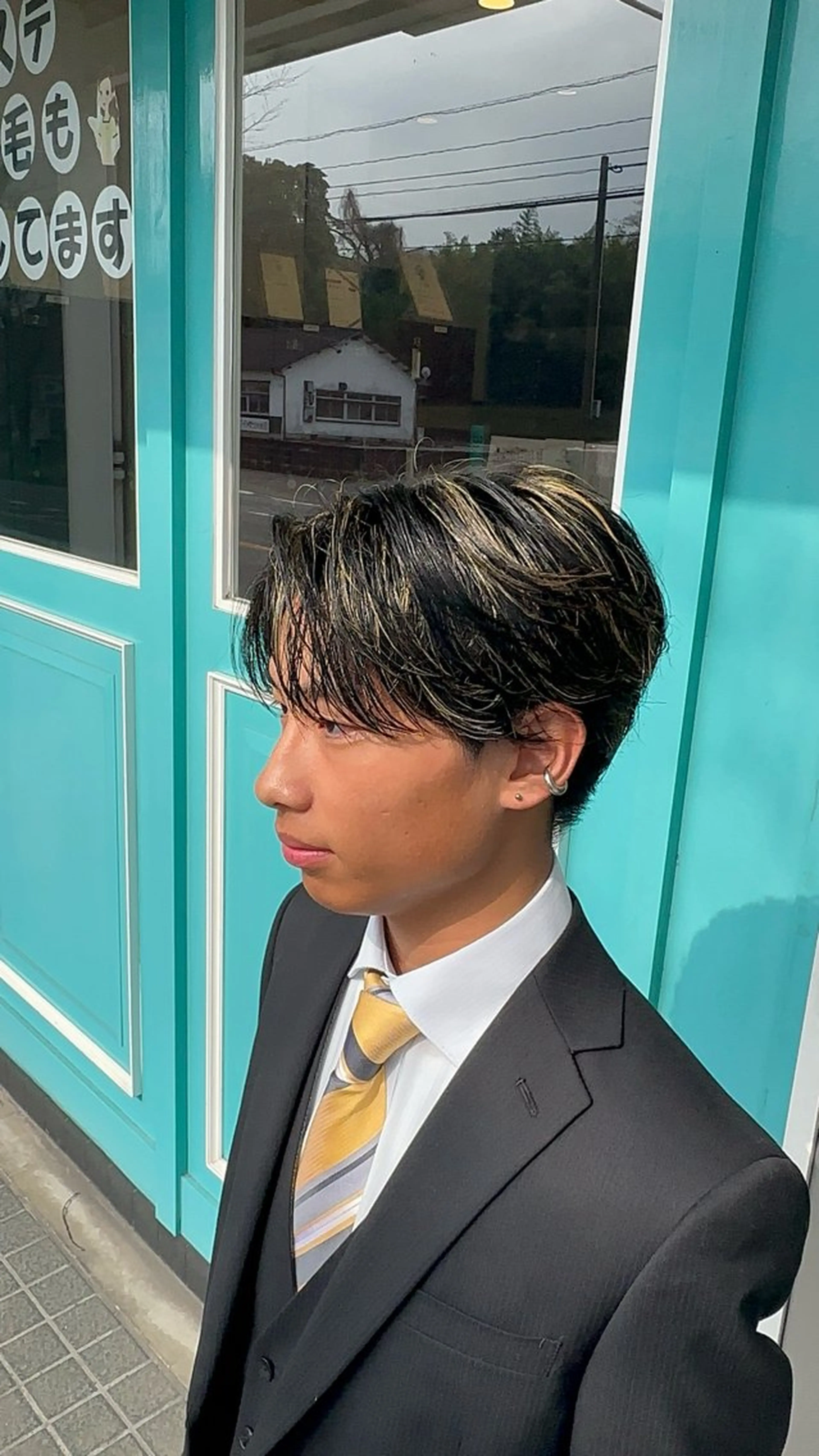 ミディアム ハイライト ヘアセット 緒方 将聖のヘアスタイル