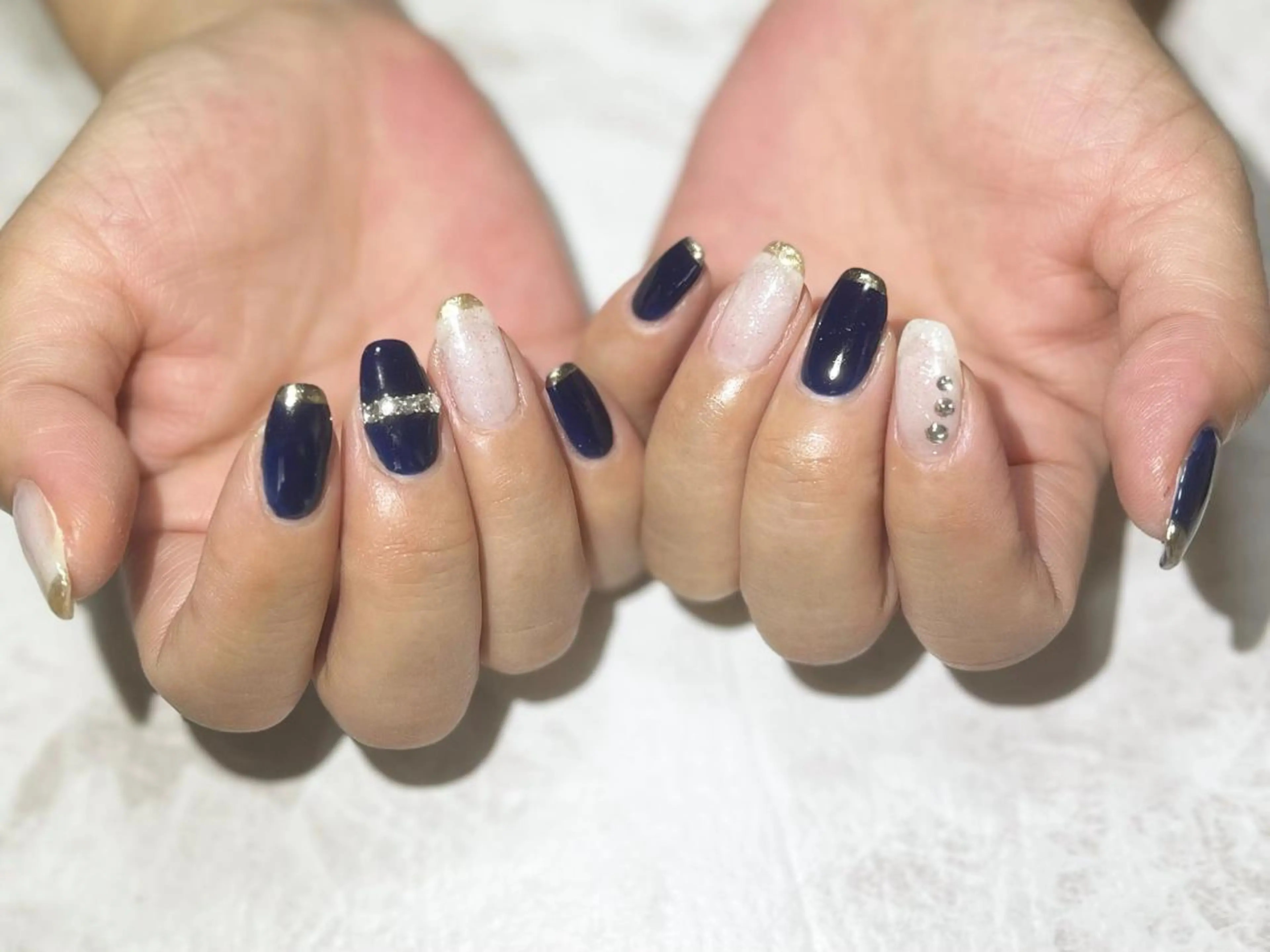 ネイル フットネイル ネイビー ニュアンスネイル シンプルネイル 春ネイル nail fufla ♡yamane♡のネイルデザイン