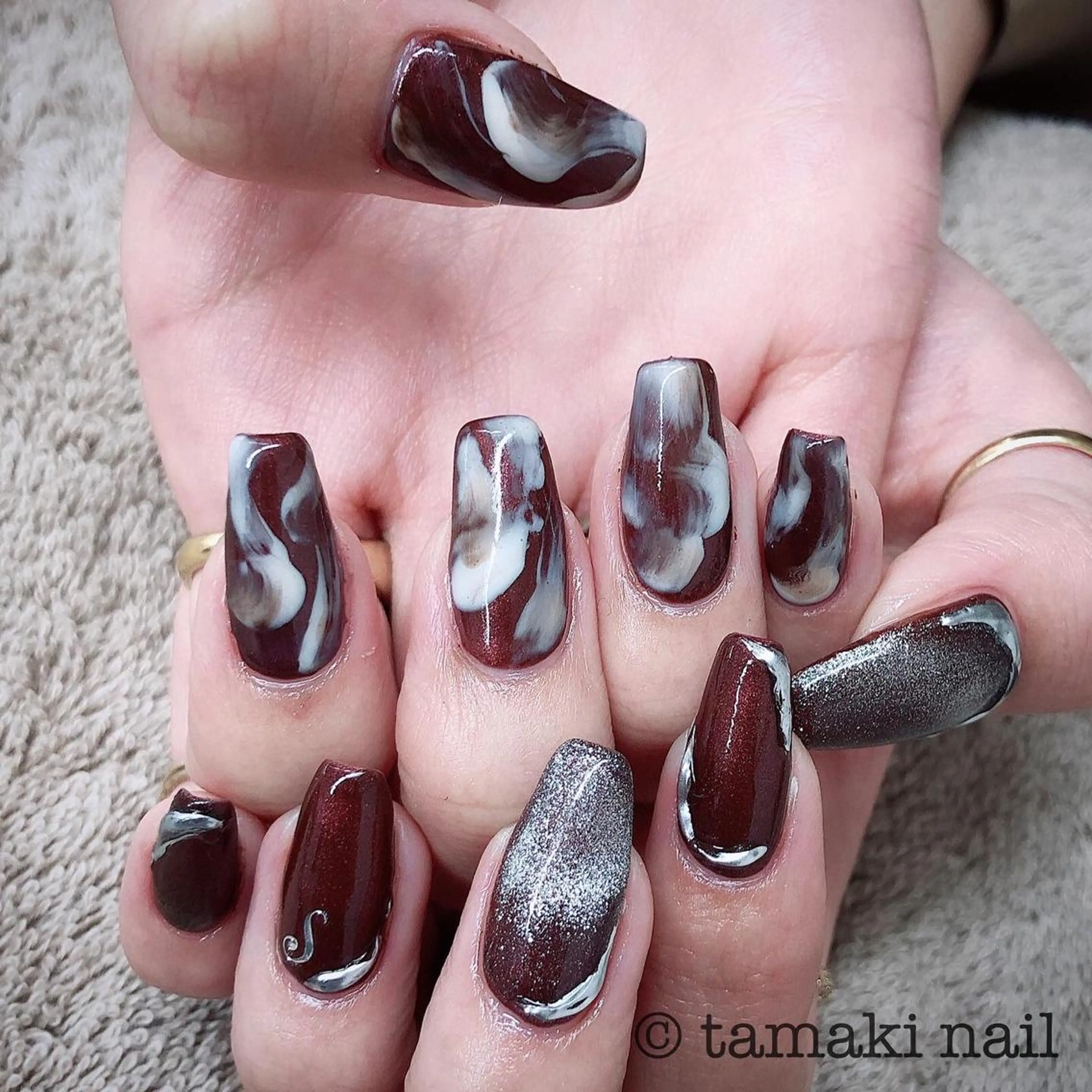 ネイル 大理石ネイル(マーブル) ハンドネイル MAYME所属・MAYME TAMAKIのネイルデザイン