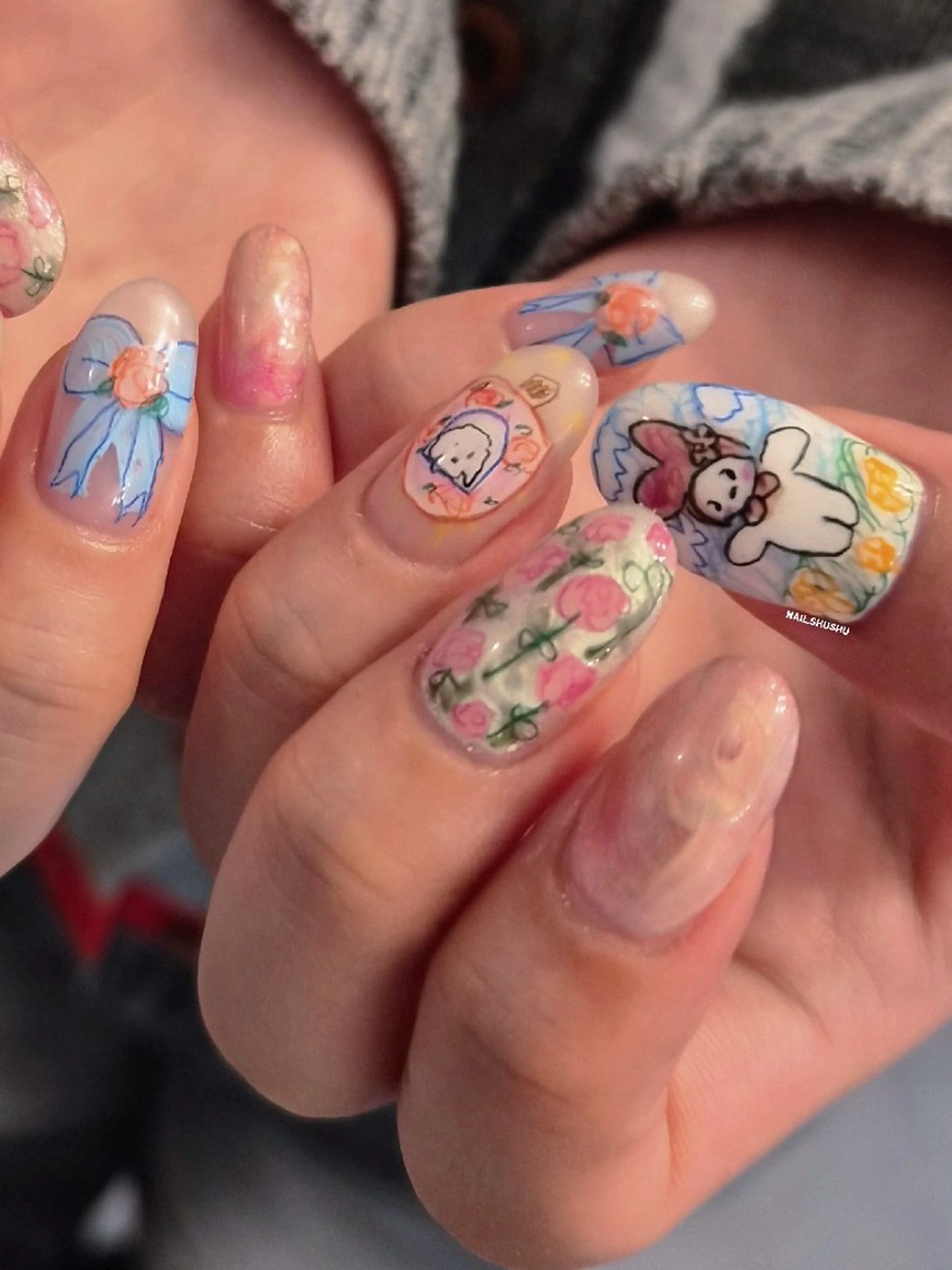 ネイル ハンドネイル 3dパーツ/流行り 👧shushu❤️のネイルデザイン