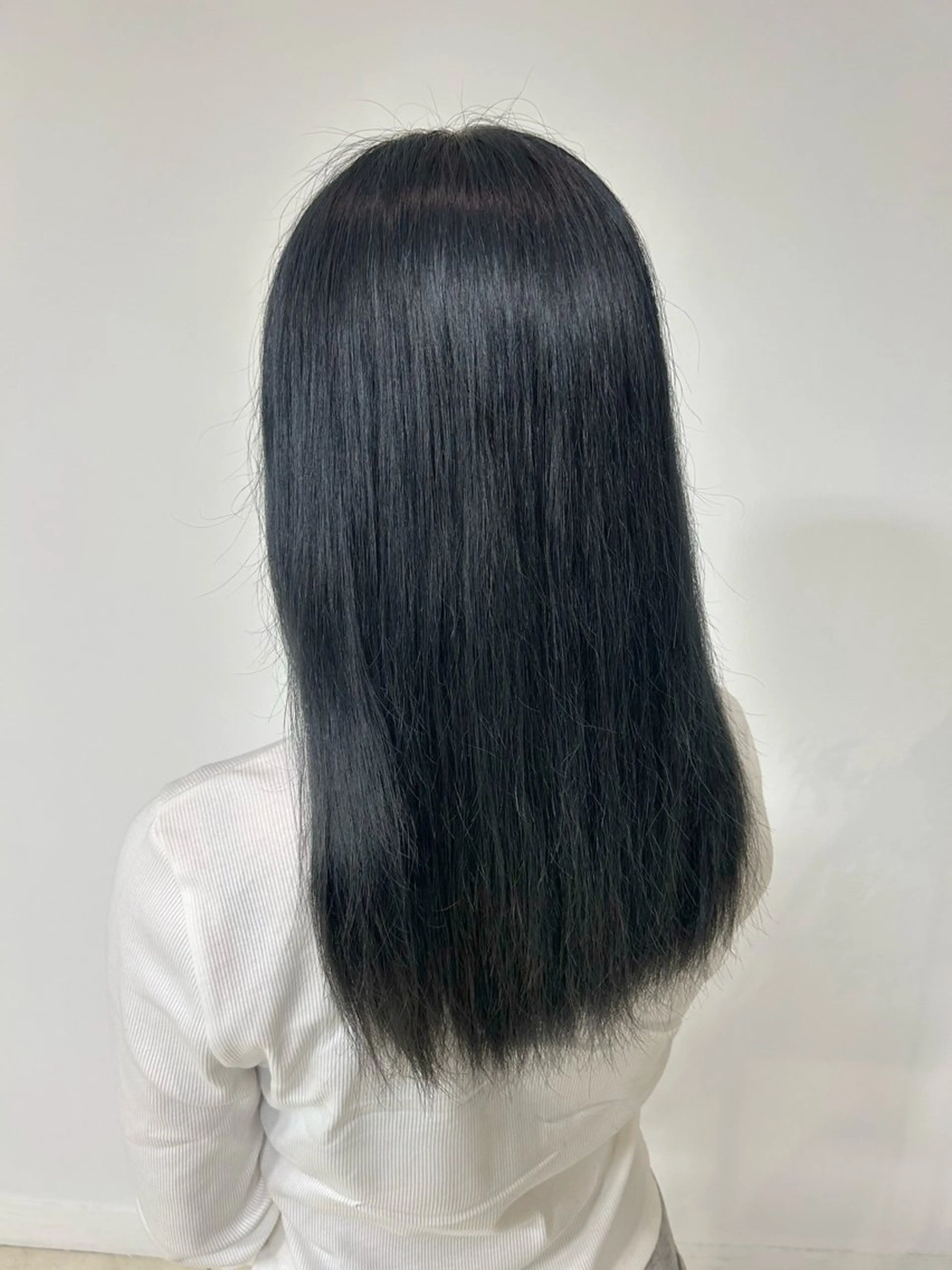 ロング カラー 黒髪 ブルーカラー ブルーブラック 透明感カラー 山本 純大のヘアスタイル