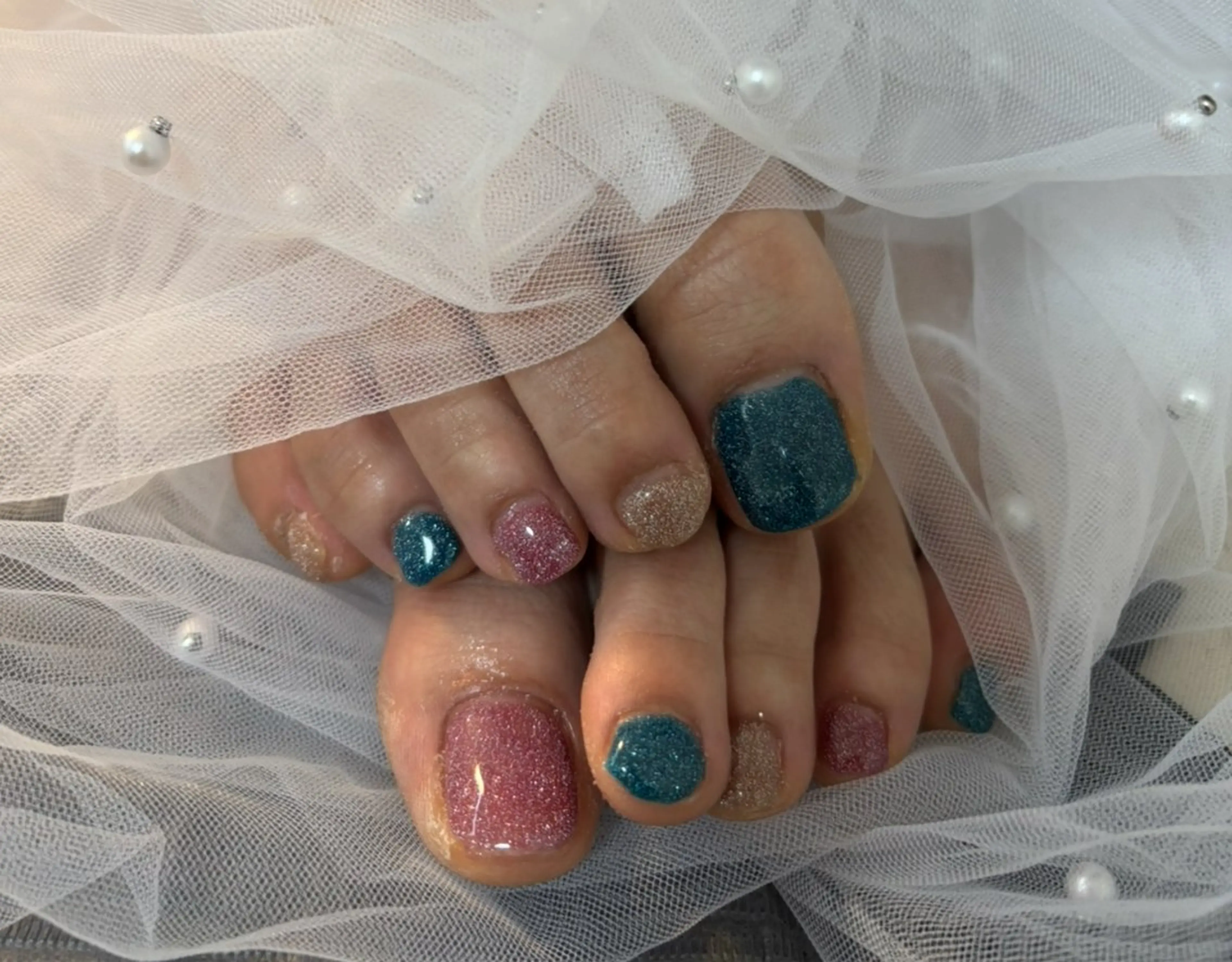 ネイル フラッシュネイル フットネイル フレンチネイル ジェルネイル ガラスフレンチ Nail salon Natulalのネイルデザイン