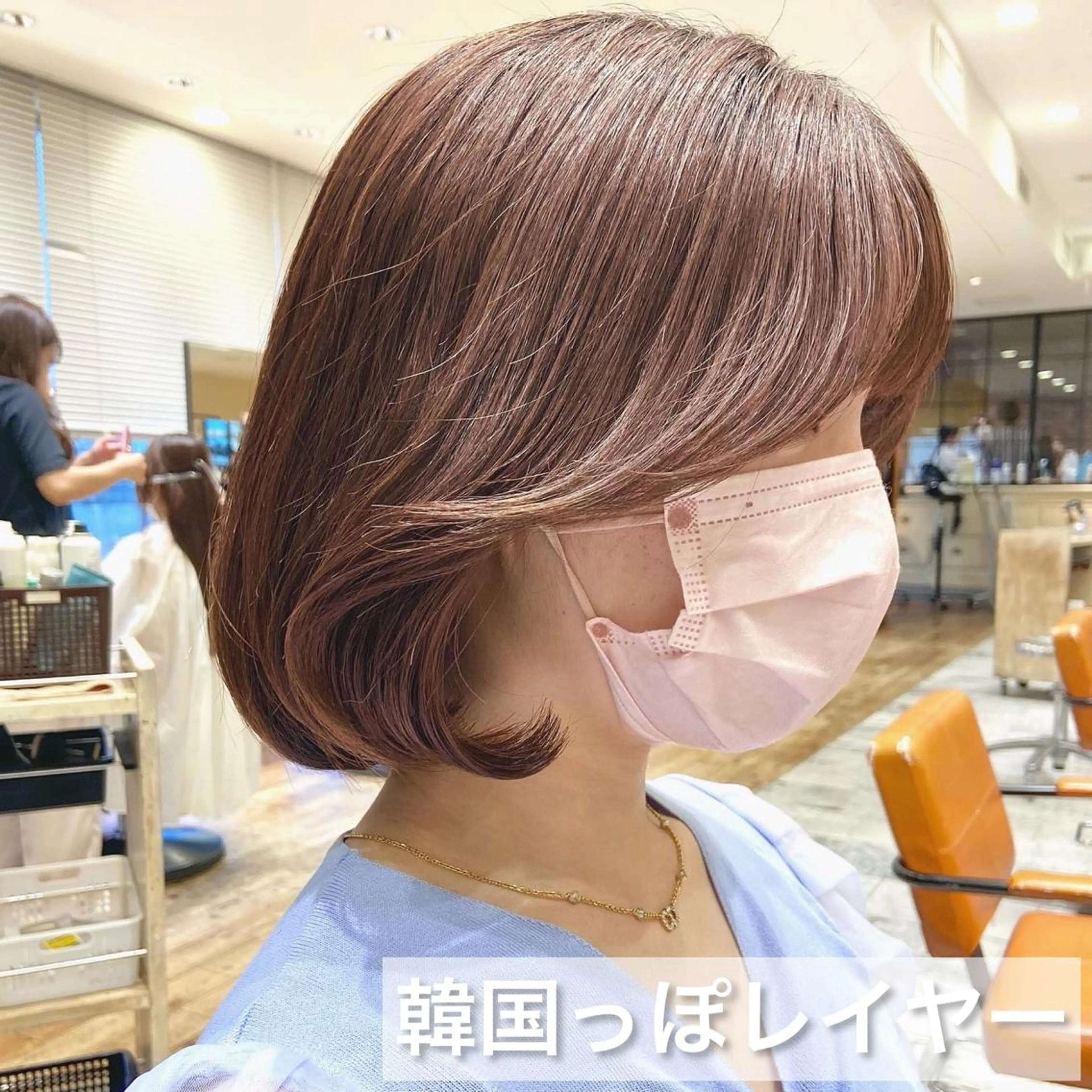 ミディアム カラー パーマ ヘアアレンジ インナーカラー ボブ タンバルモリ 韓国風ヘア レイヤーカット 🌈小顔似合わせ SHIHO🌈のヘアスタイル
