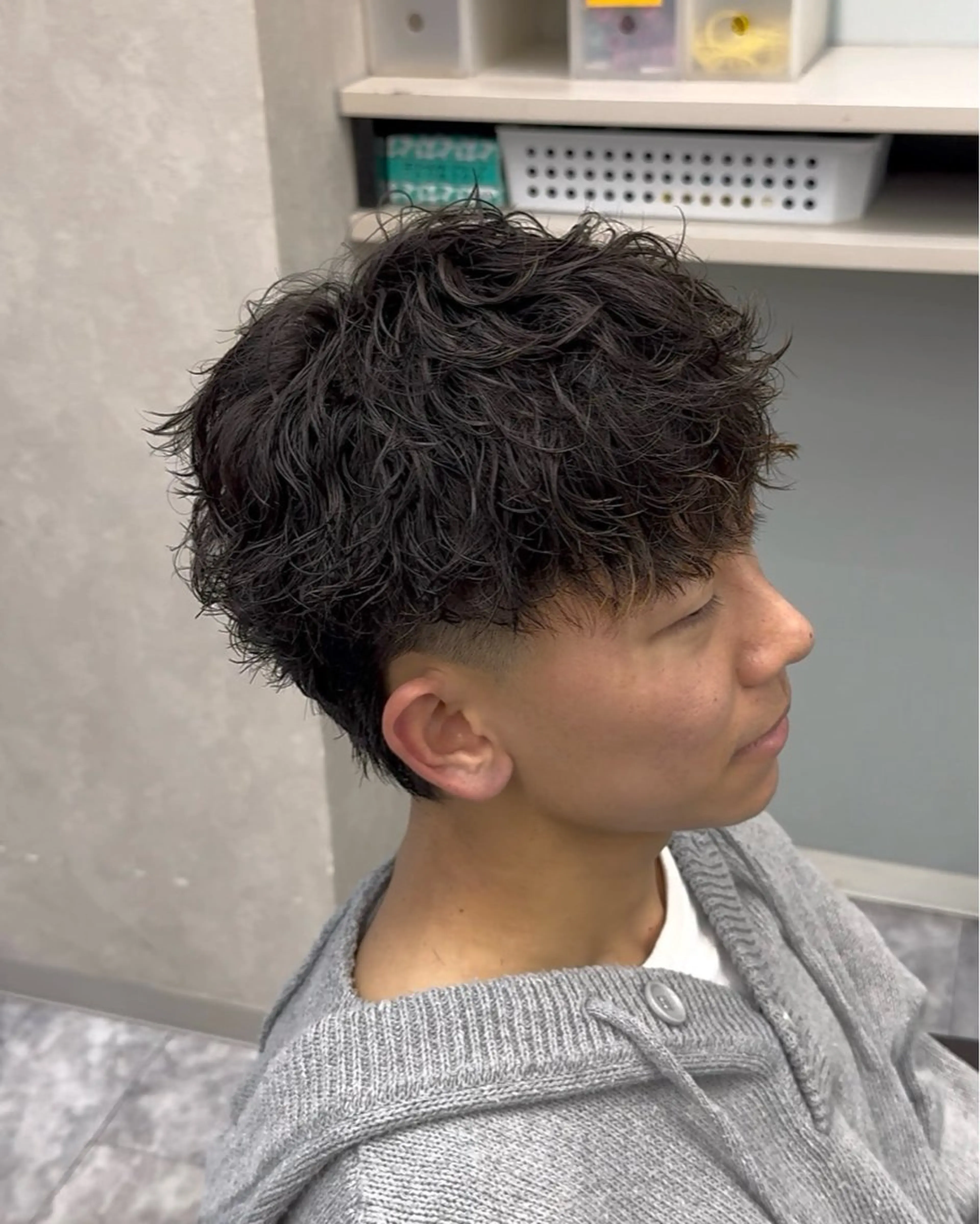 ショート パーマ メンズ メンズパーマ くせ毛 外国人風カラー マレットヘア カット パーマ 杉村 一輝のヘアスタイル