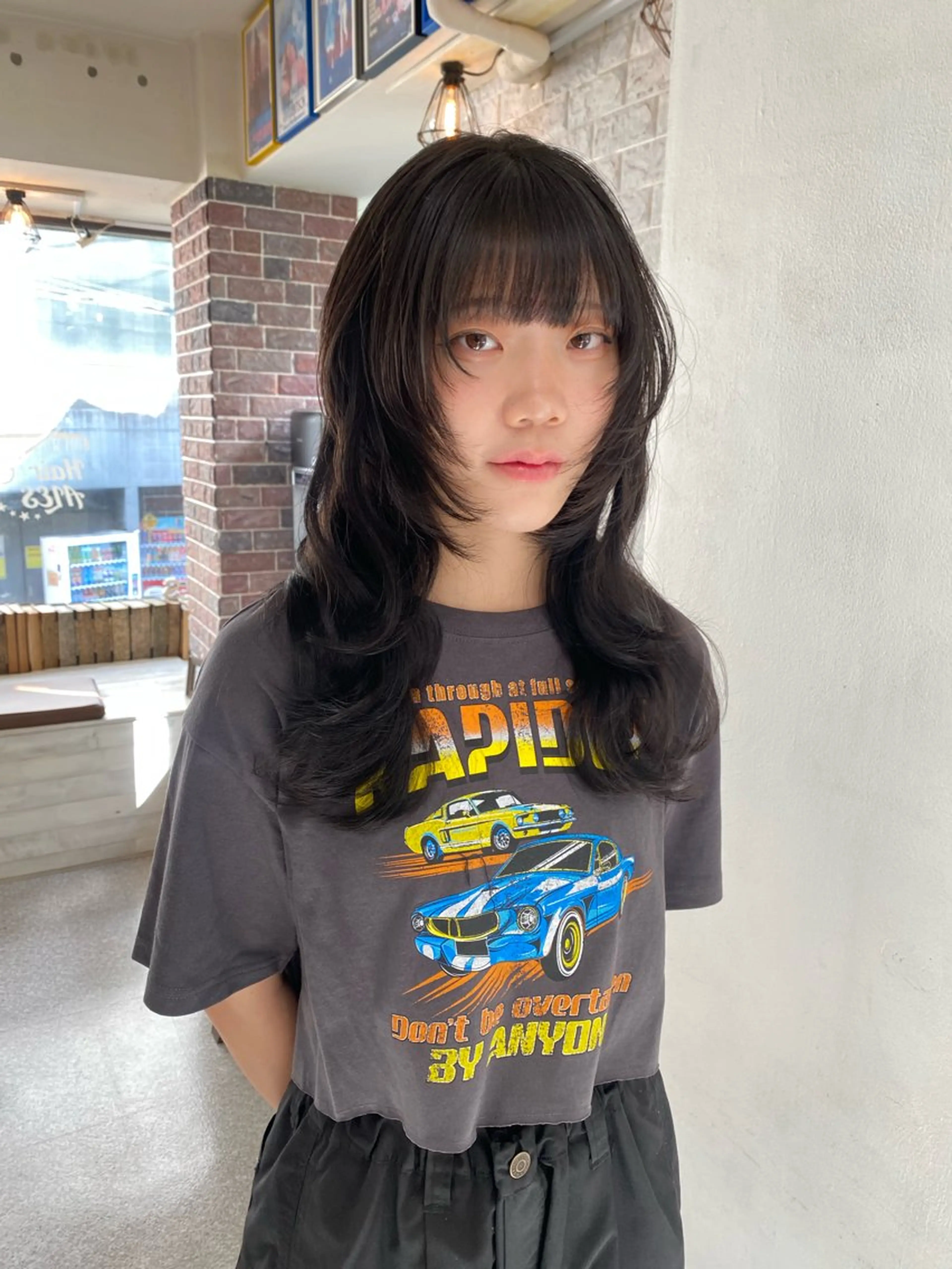 セミロング エクステ ウルフカット カット エクステ レイヤーウルフ エクステ磯部のヘアスタイル