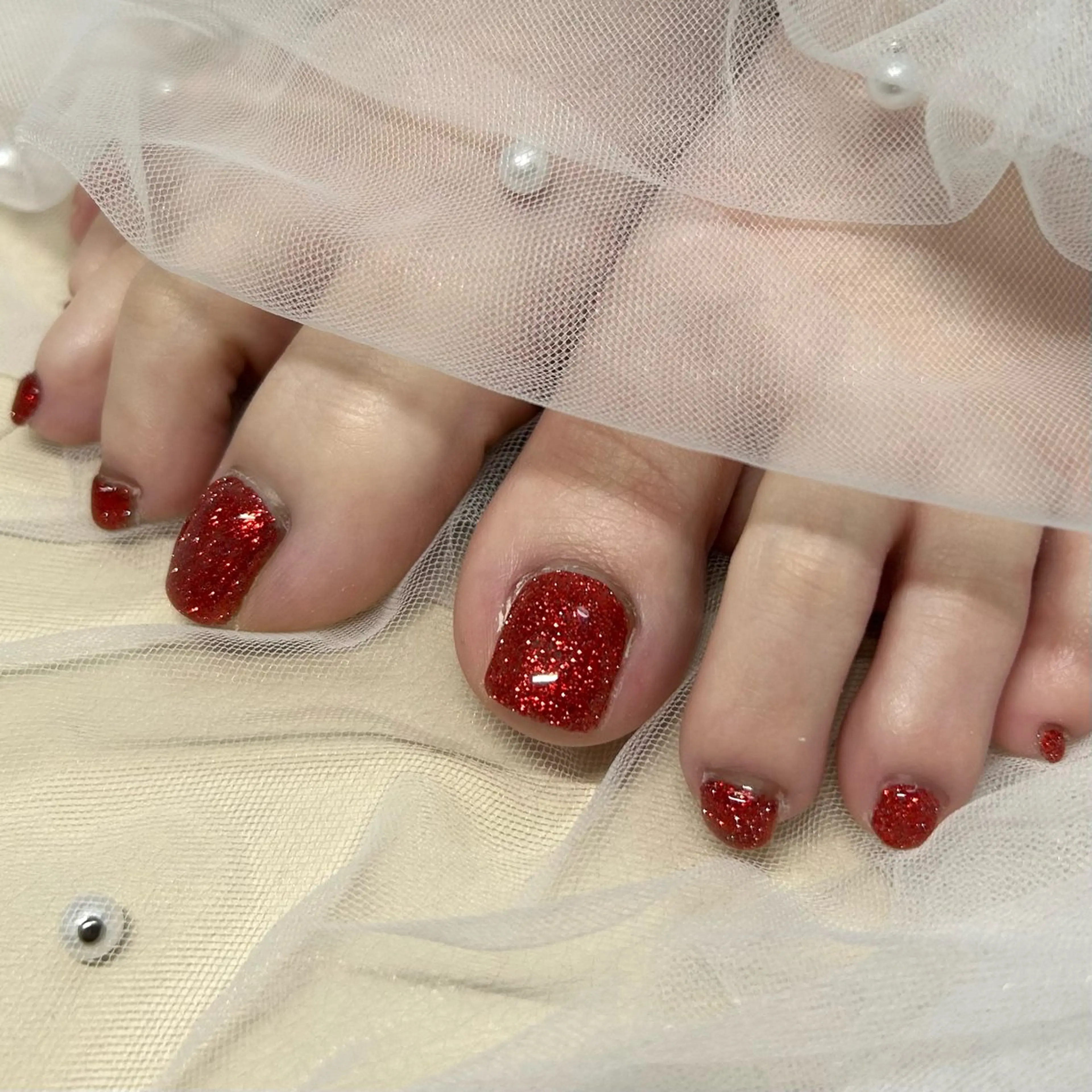 ネイル フラッシュネイル フットネイル ジェルネイル キラキラネイル フットネイル ten nail salon　かえでのネイルデザイン