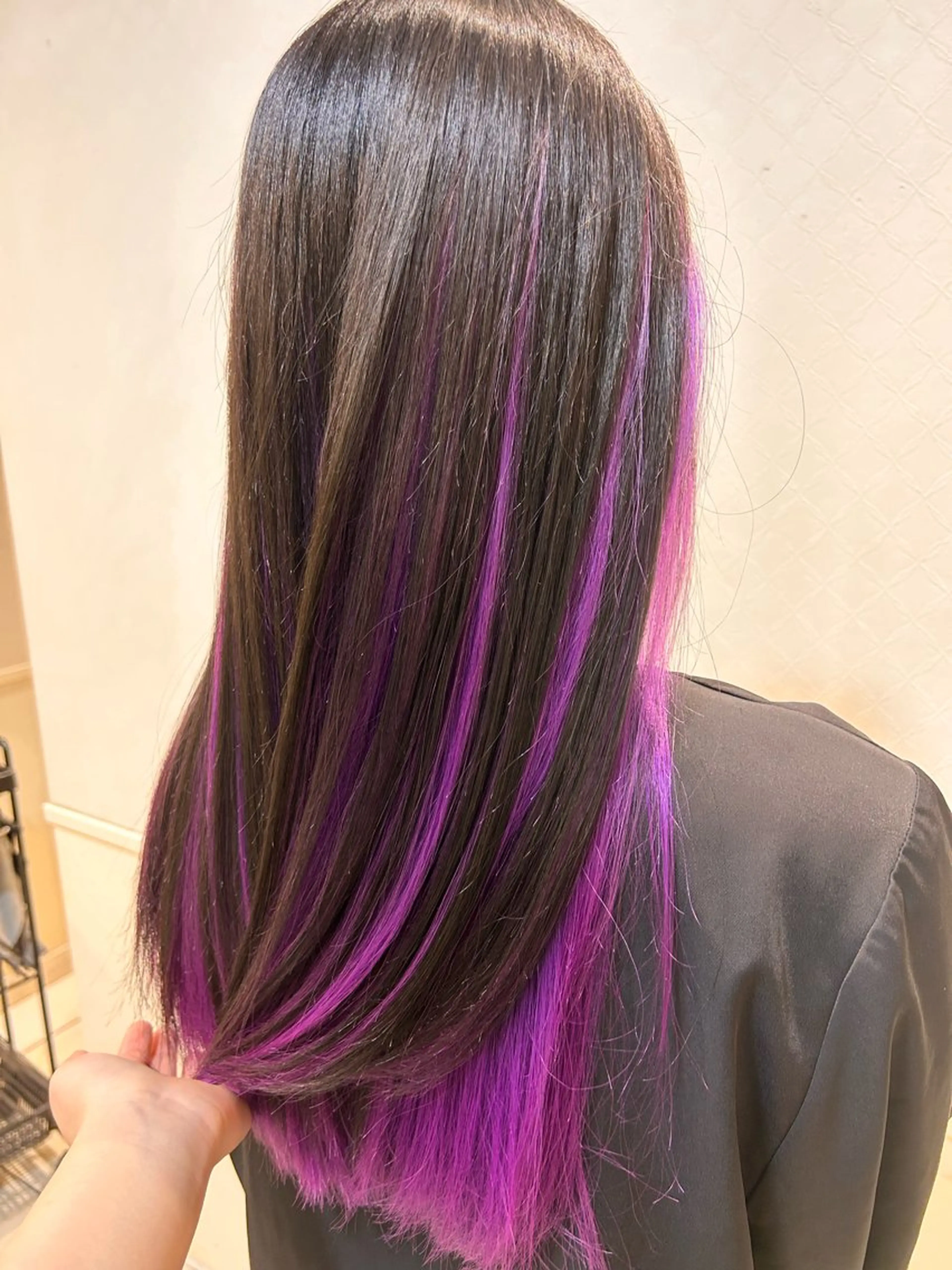 ロング カラー 生活が楽になる縮毛/ ブリーチなしレッドのヘアスタイル