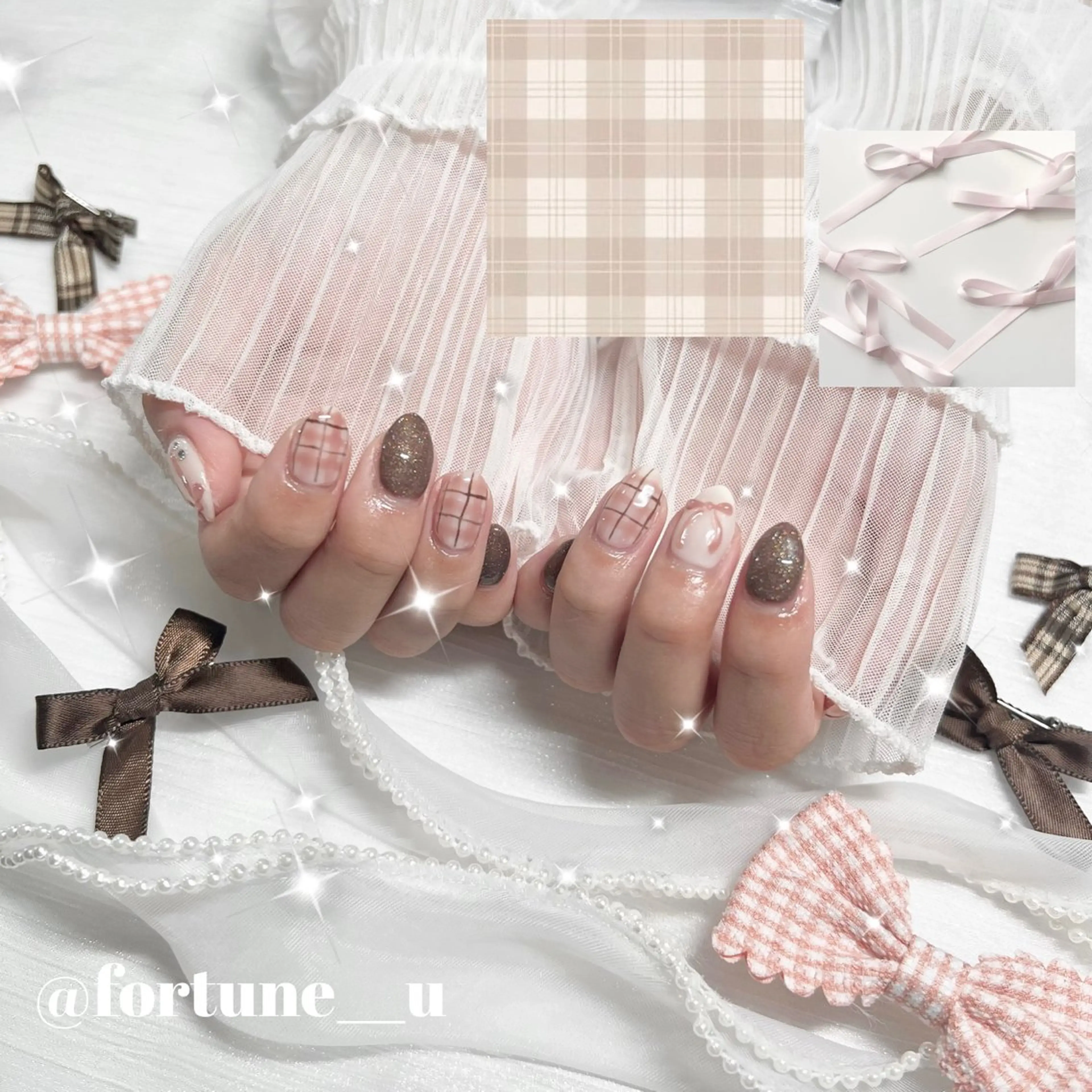 ネイル フレンチネイル ガーリー 韓国ネイル 水色 持ち込み ハンドネイル 💜✩.* Yuuna💜のネイルデザイン