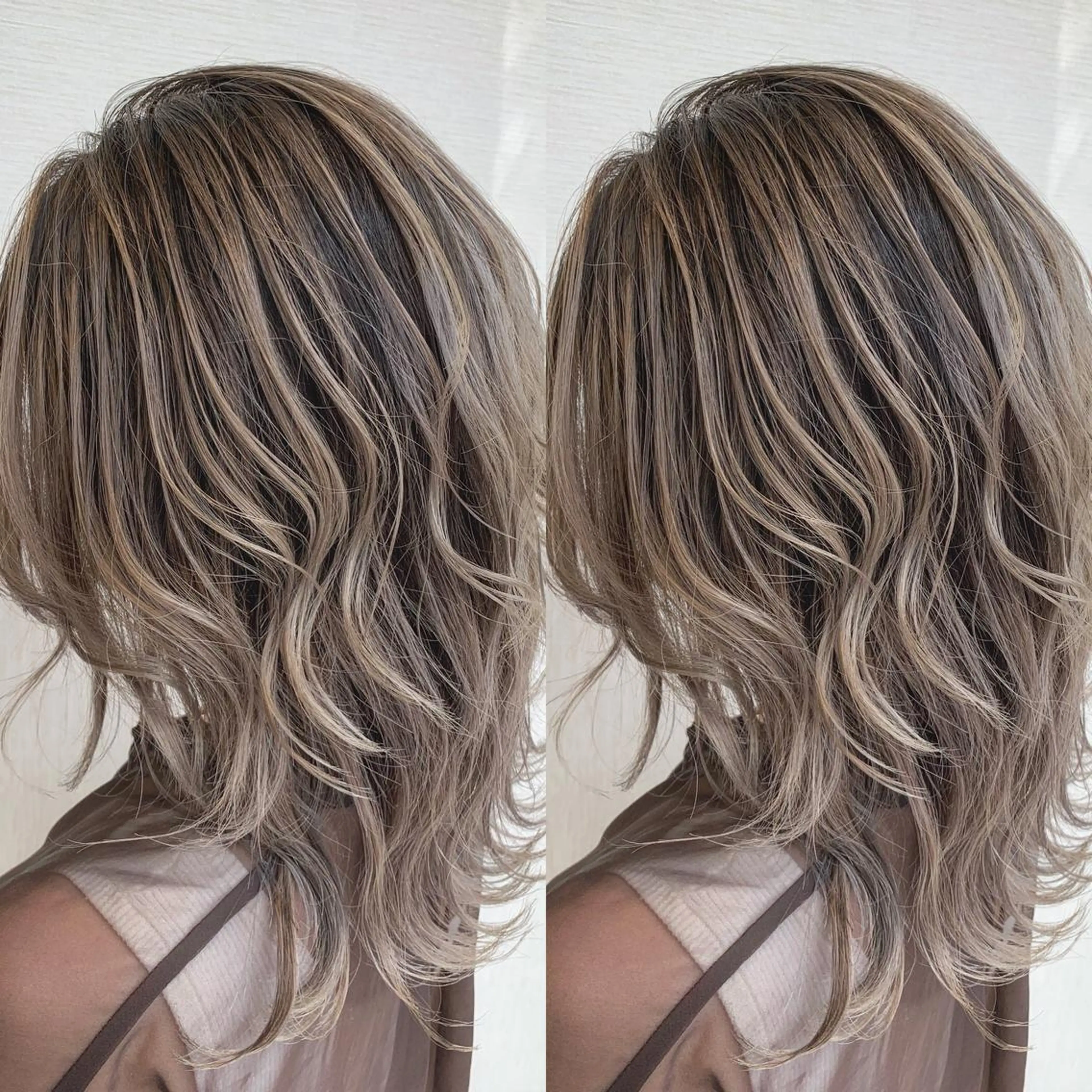 ミディアム カラー ヘアアレンジ 白髪ぼかしハイライト 茗荷谷駅徒歩2分のヘアスタイル