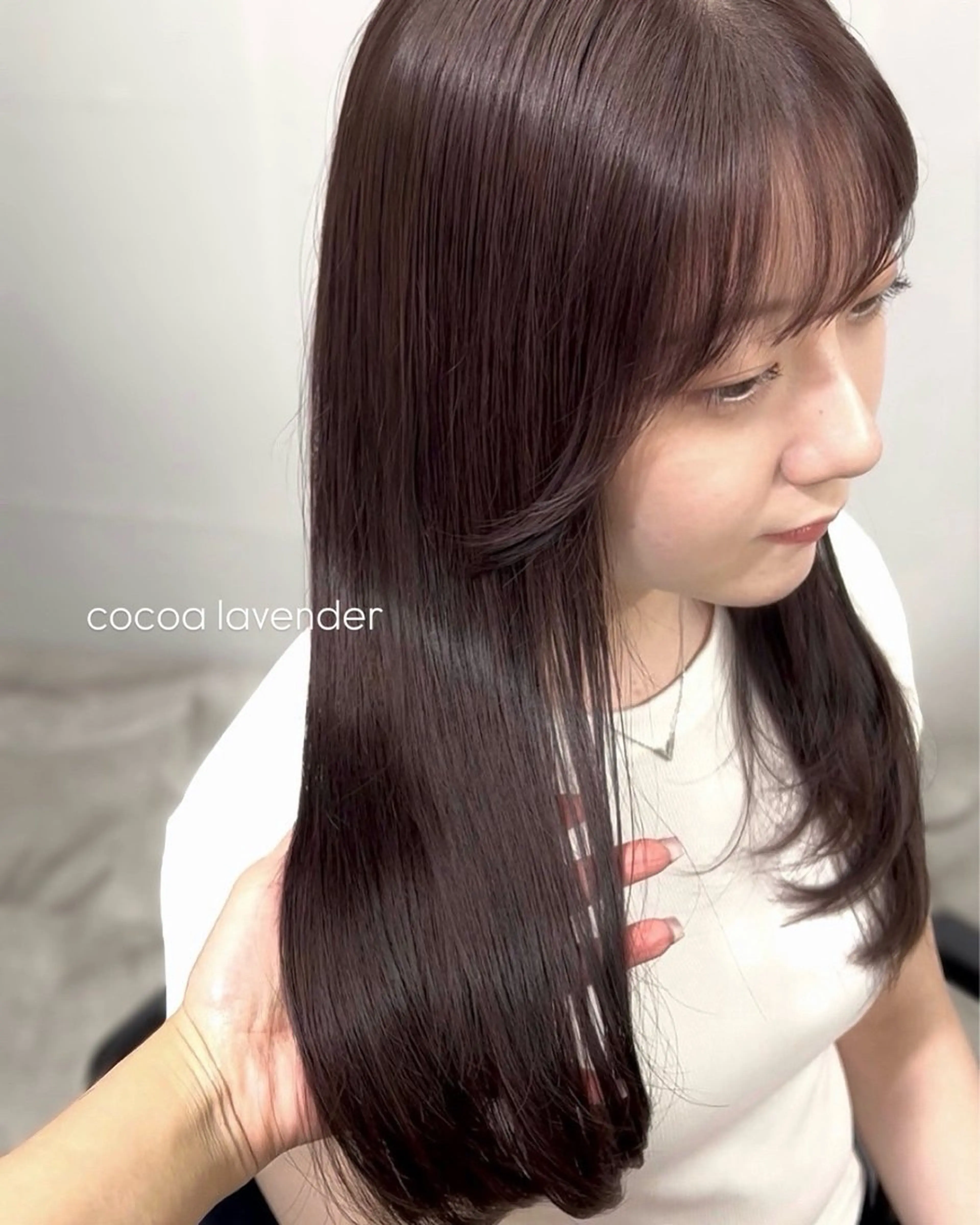 セミロング カラー ブリーチ ブラウンカラー 透明感カラー ラベンダーカラー ブリーチなしカラー カット ヘアカラー EMANON梅田店所属・前川 朋香のヘアスタイル