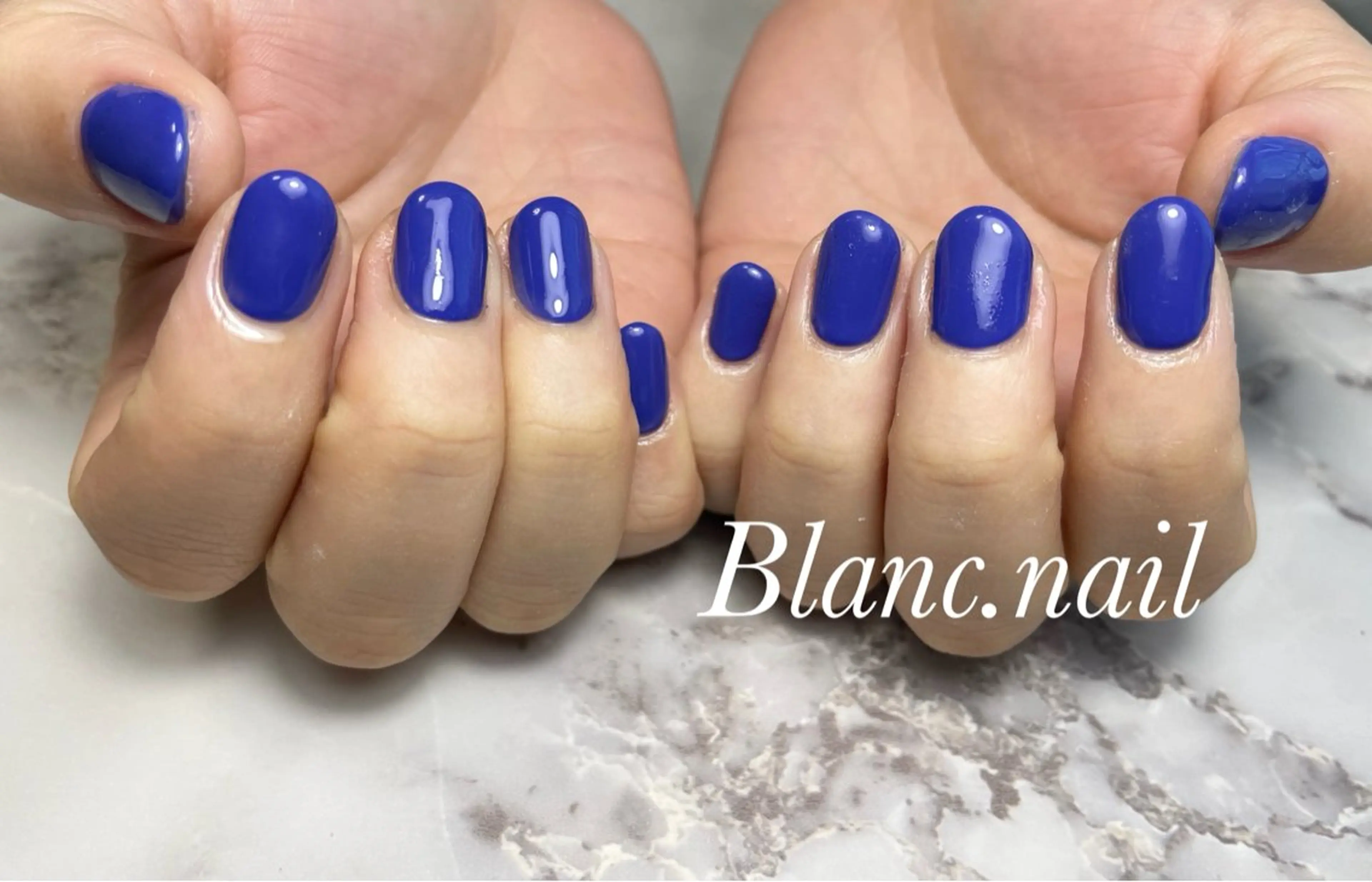 ネイル ブルー ジェルネイル ニュアンスネイル ワンカラーネイル パラジェル ハンドネイル BLANC.nail yuuのネイルデザイン