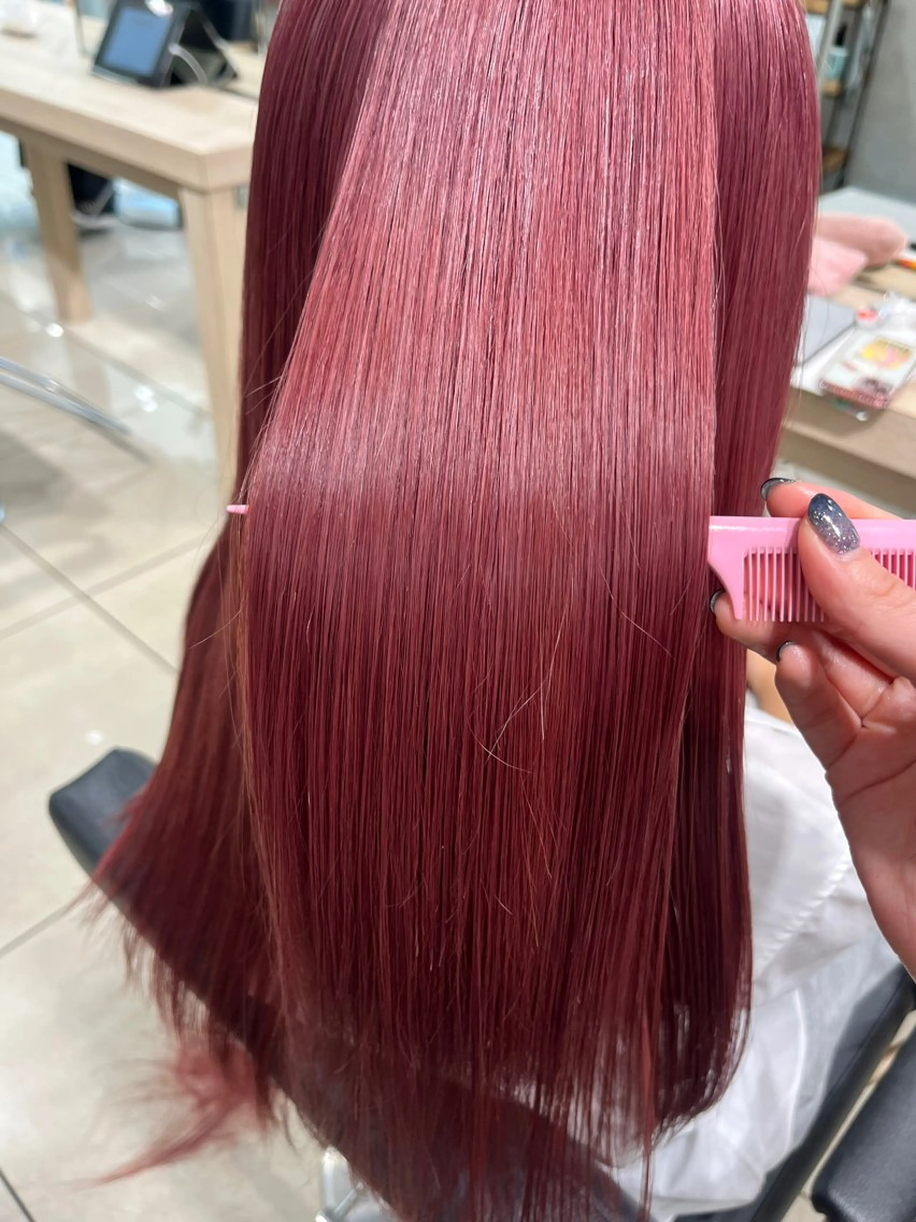 ロング カラー ブリーチ ケアブリーチ ピンクカラー 縮毛矯正 トリートメント カット ヘアカラー 巖本 真希のヘアスタイル